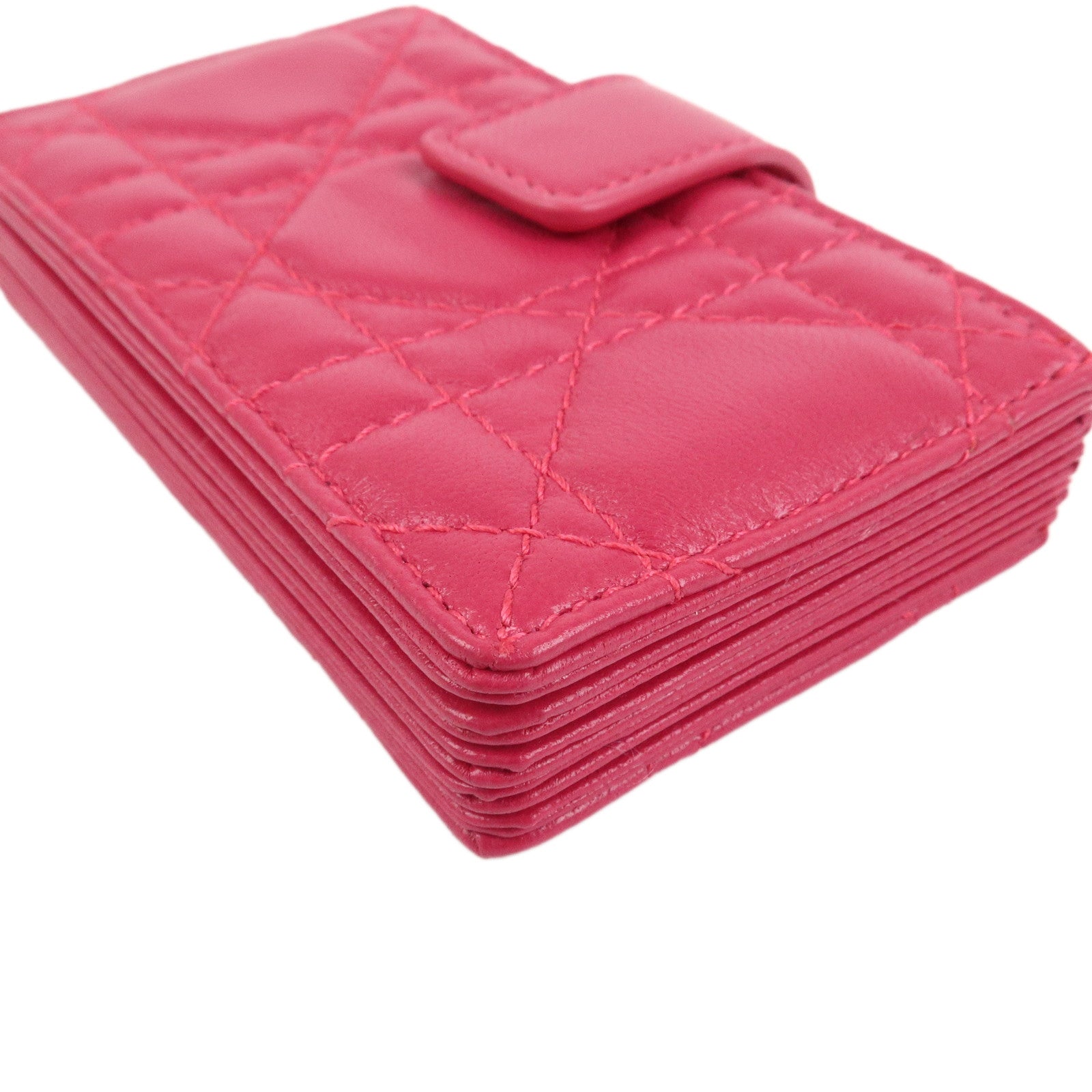 Christian Dior Cannage Leather Card Case Card Holder Pink