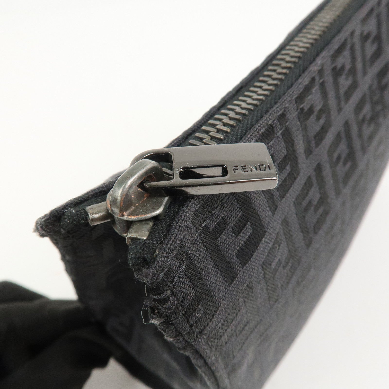 FENDI Zucchino Logo Canvas Cosmetic Pouch Black 7N0007