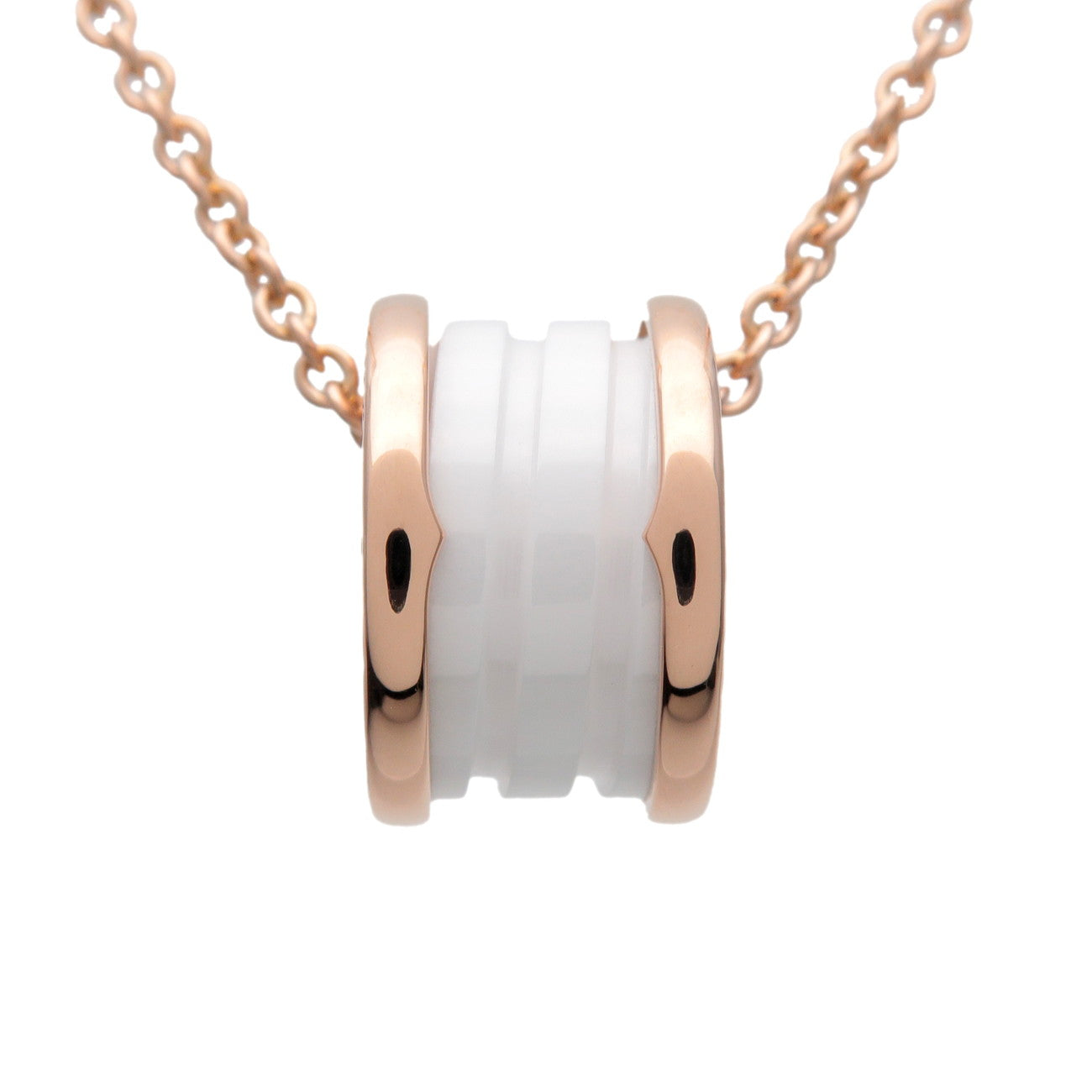 BVLGARI B-zero1 Necklace K18 750PG Ceramic Rose Gold White