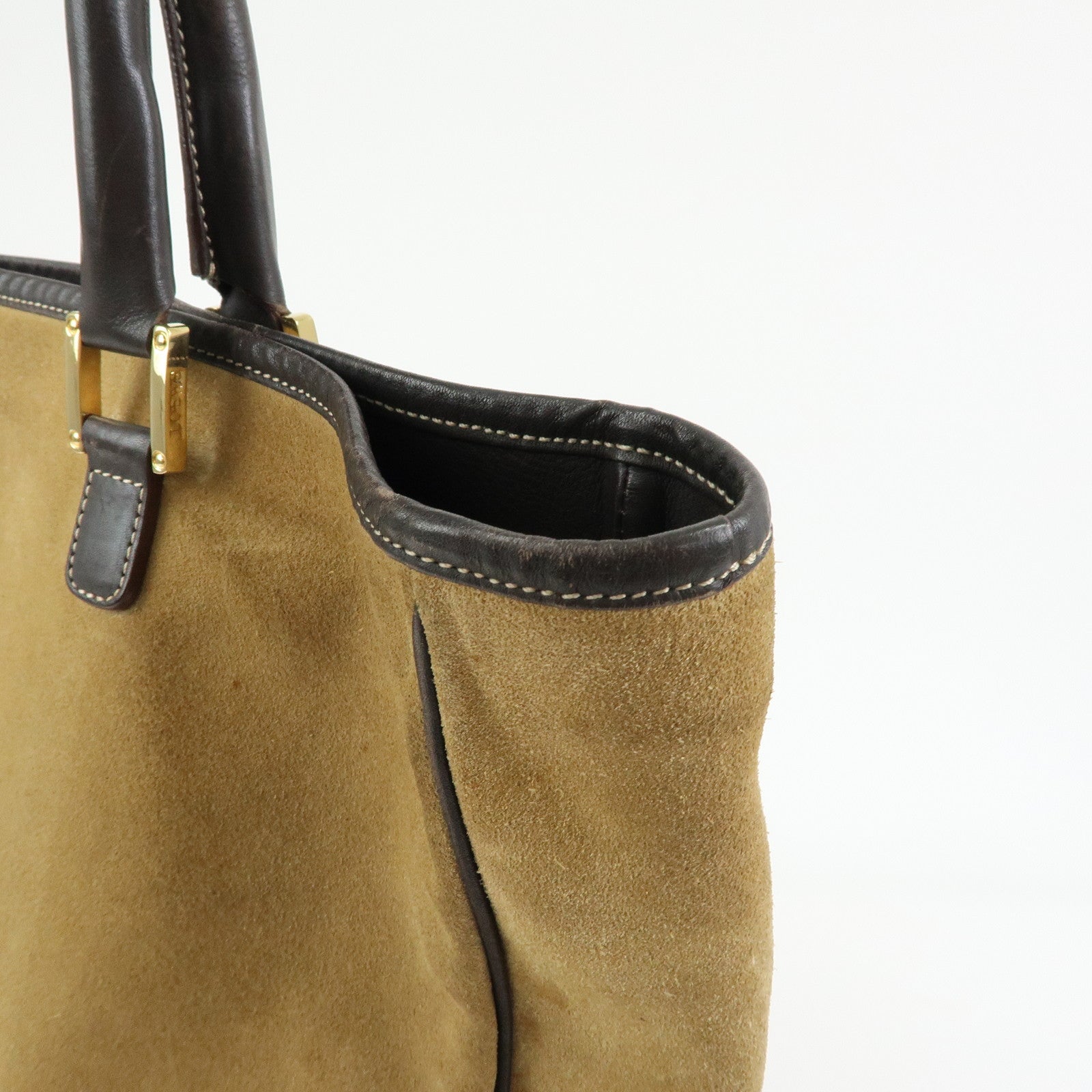 LOEWE Anagram Suede Leather Tote Bag Hand Bag Brown Authentic Used F/S