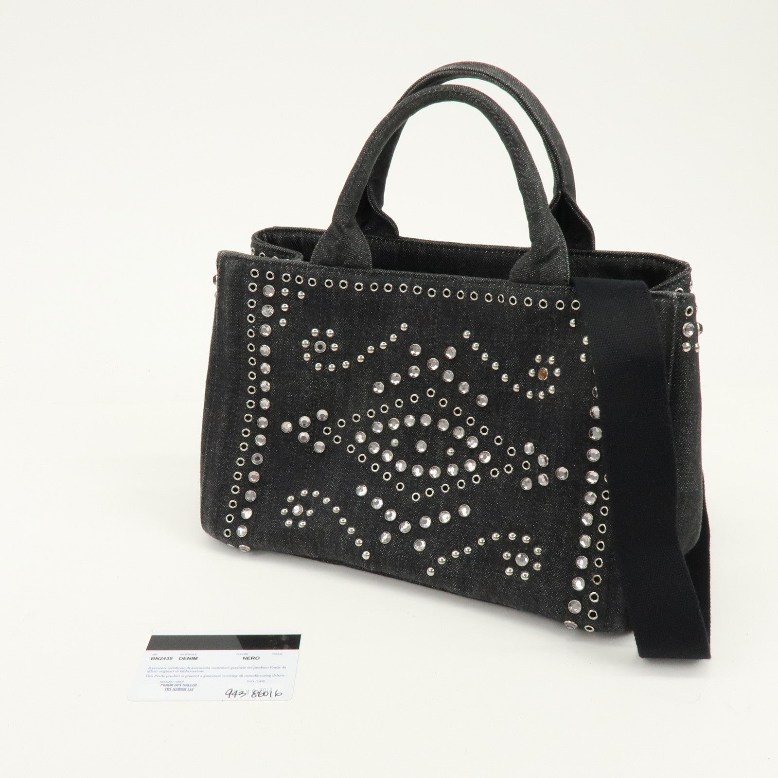 PRADA Triangle Logo Canapa Mini Bijou Denim Canvas 2Way Bag BN2439