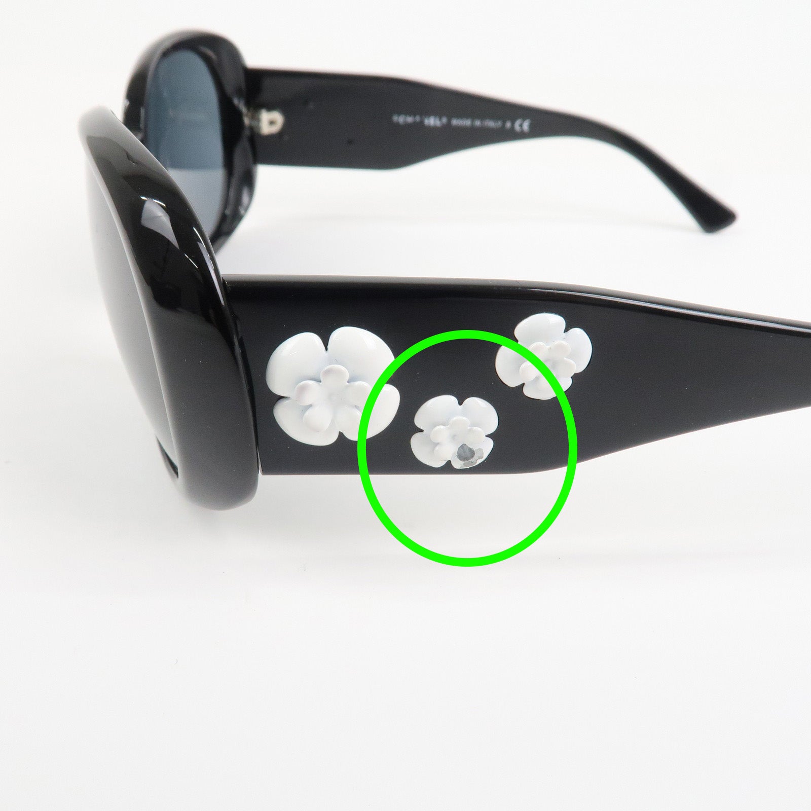 CHANEL Camelia COCO Mark Sunglasses c.501/87 56□16 130 3N Black 5113-A