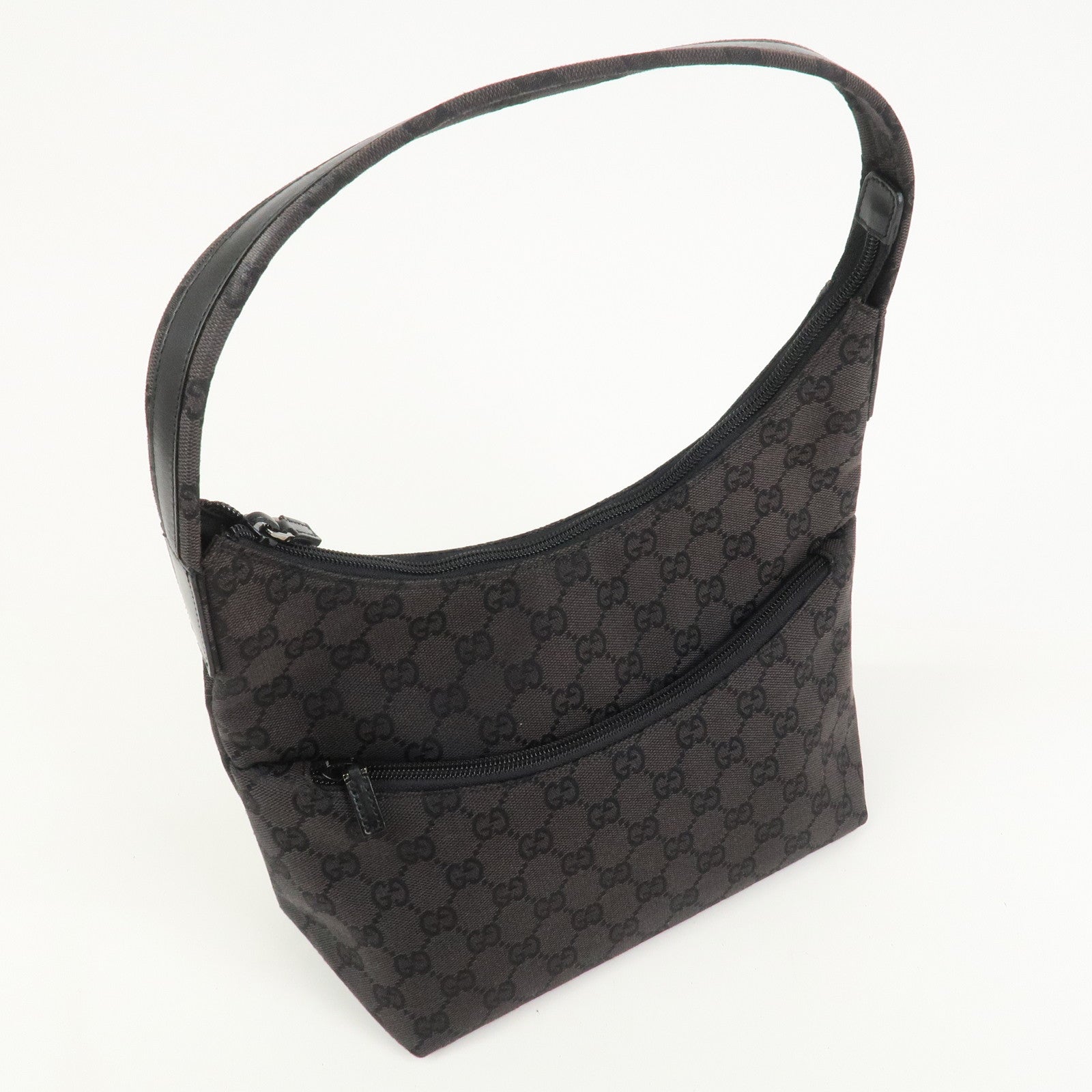 GUCCI GG Canvas Leather Shoulder Bag Hand Bag Brown 001・3386