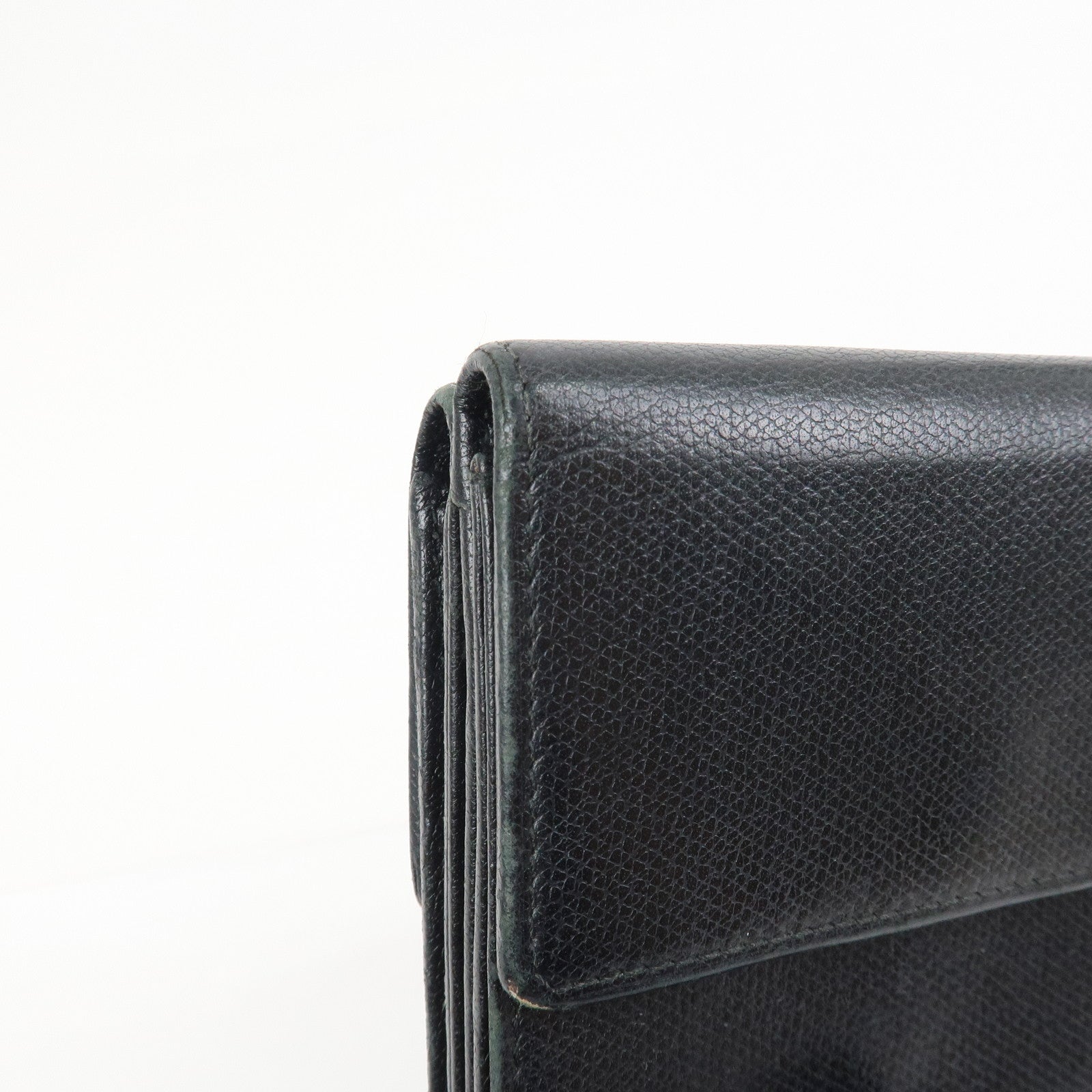 CHANEL COCO Button Leather W Hook Compact Wallet Black A20902