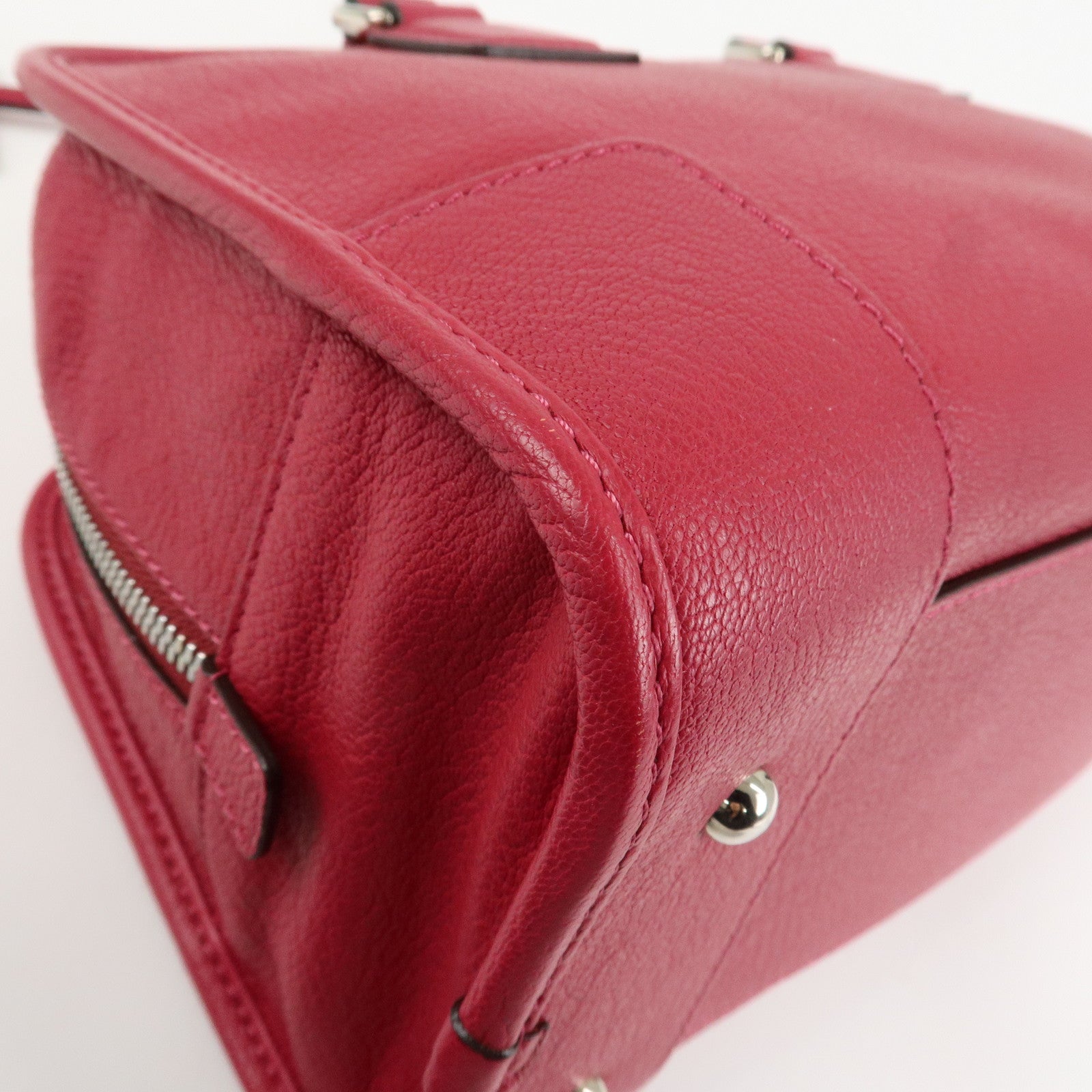 LOEWE Anagram Leather Amazona 28 Hand Bag Boston Bag Red Used