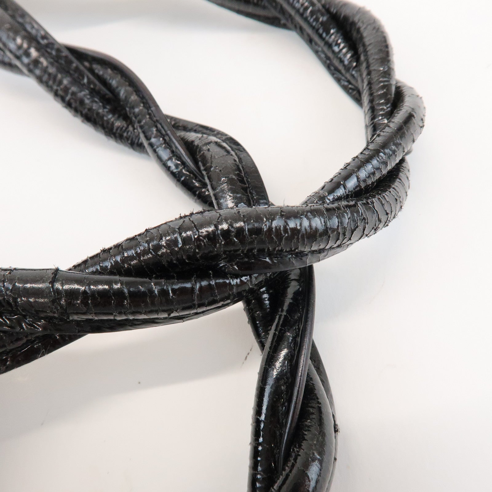 LOEWE Anagram Patent Leather Hand Bag Shoulder Bag Black Brown