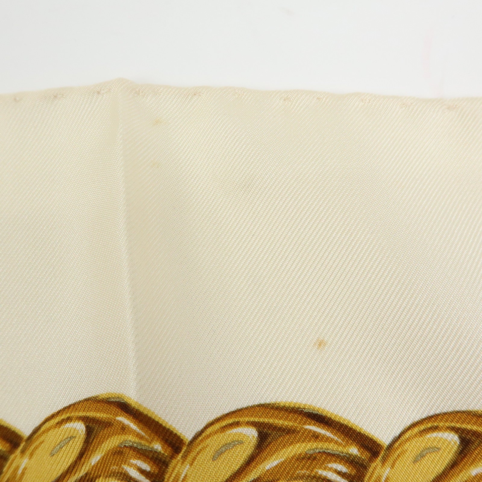 CHANEL Silk 100% Scarf Chain Medal Motif Beige Gold