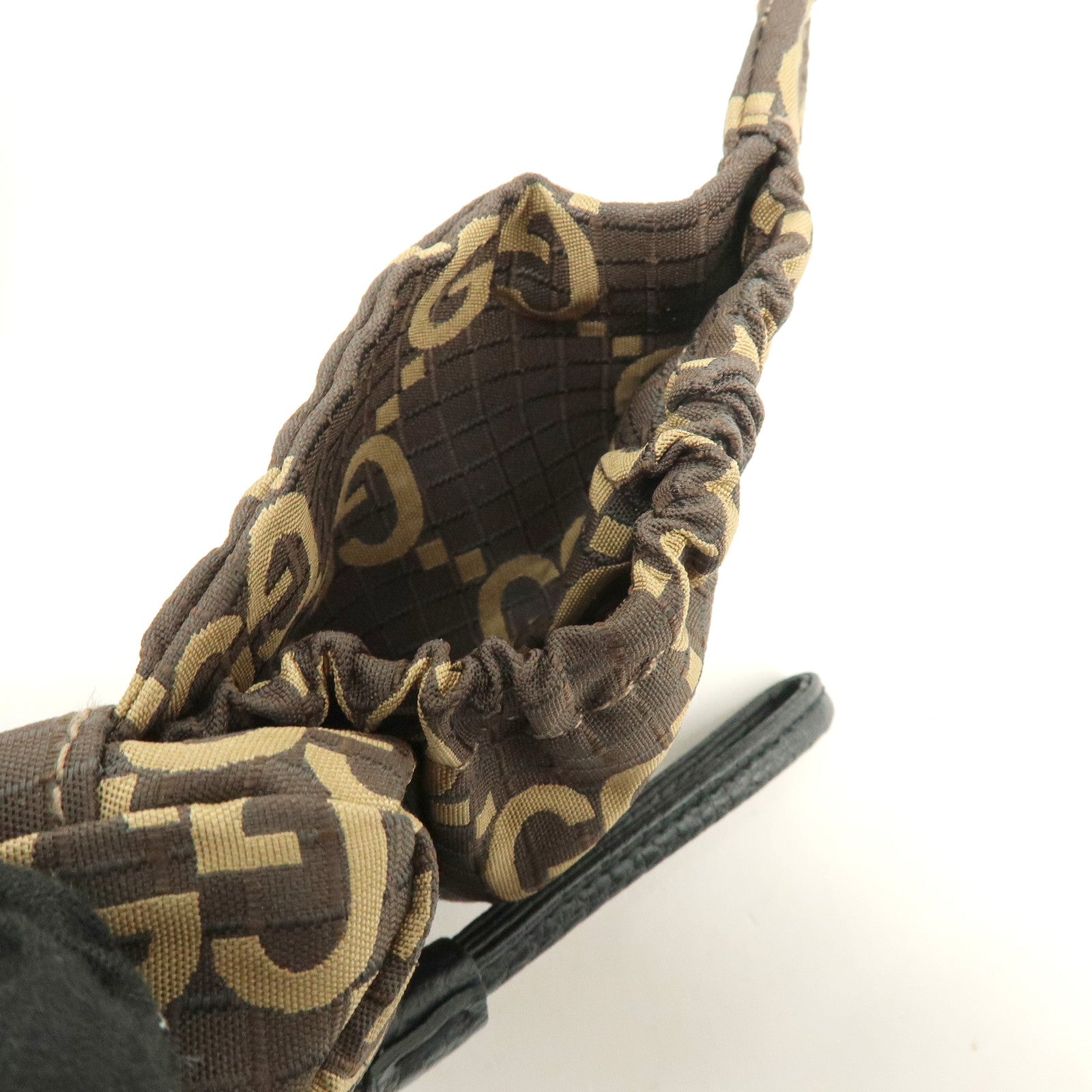 GUCCI GG Ripstop Leather Waist Pouch Body Bag Brown 767934