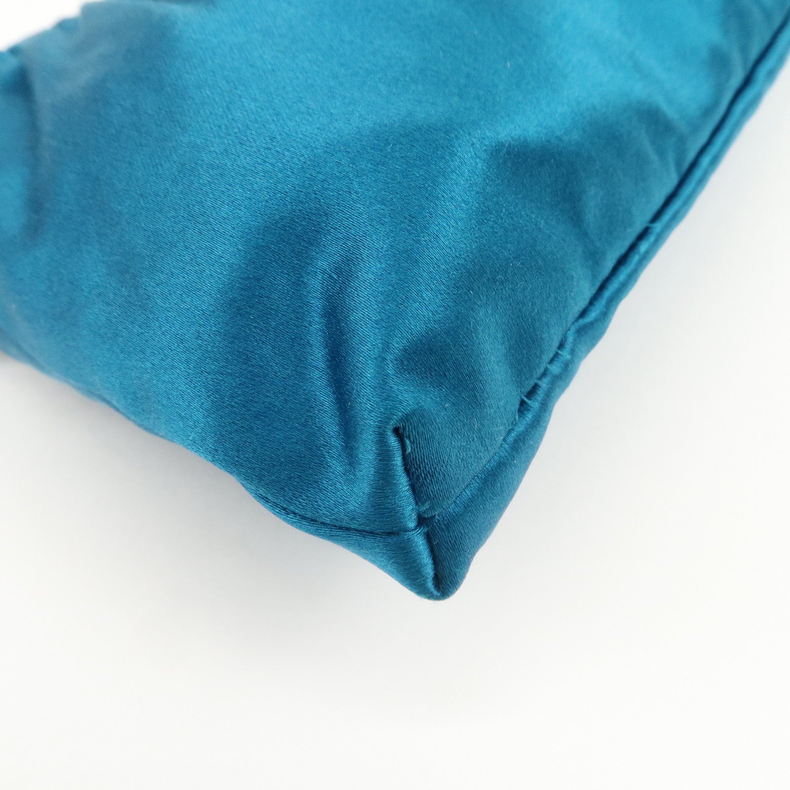 PRADA Satin Cosmetic Pouch Mini Hand Bag Blue 1N1662 Used