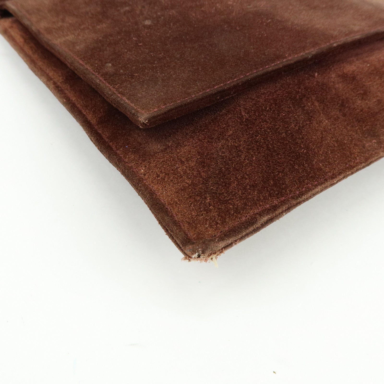 GUCCI Suede Wood Shoulder Bag Crossbody Bag Brown 002・1705