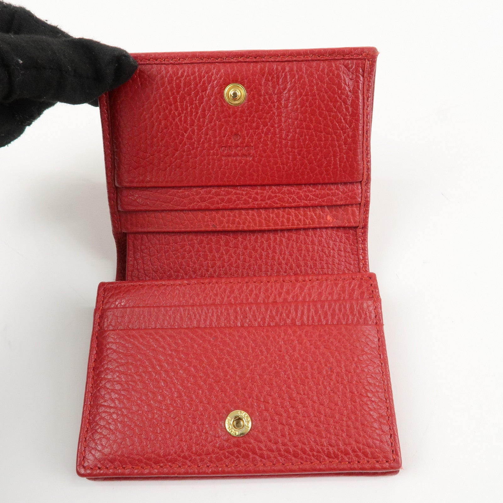 GUCCI GG Marmont Leather Bi-Fold Wallet Red 456126 Used