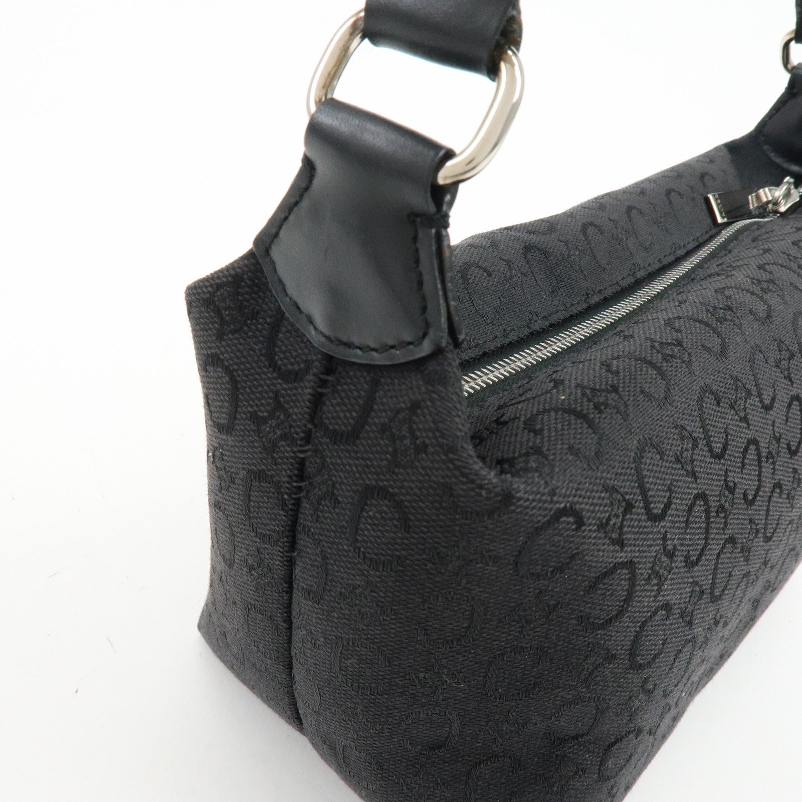 CELINE C Macadam Canvas Leather Hand Bag Shoulder Bag Black