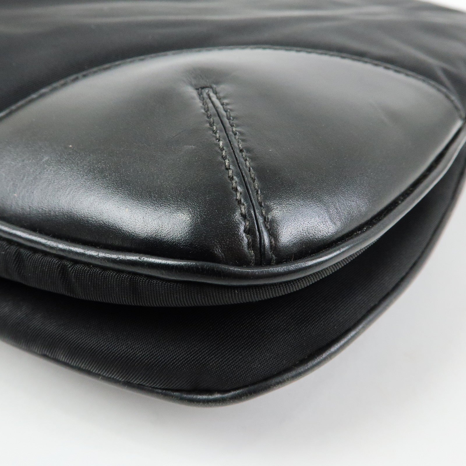 PRADA Triangle Logo Nylon Leather Shoulder Bag Black BT0326