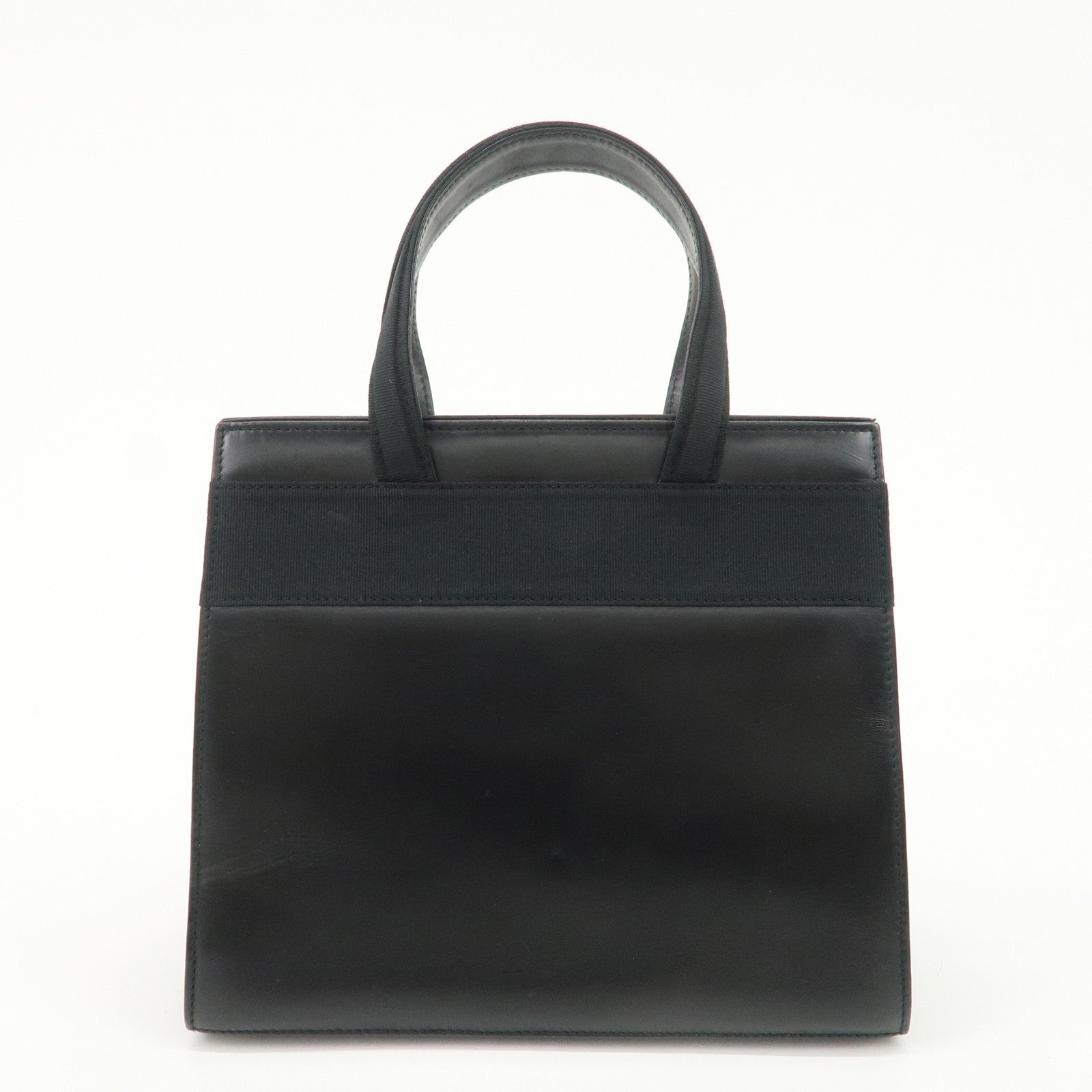 Ferragamo Gancini Leather 2Way Bag Hand Bag Shoulder Bag Black