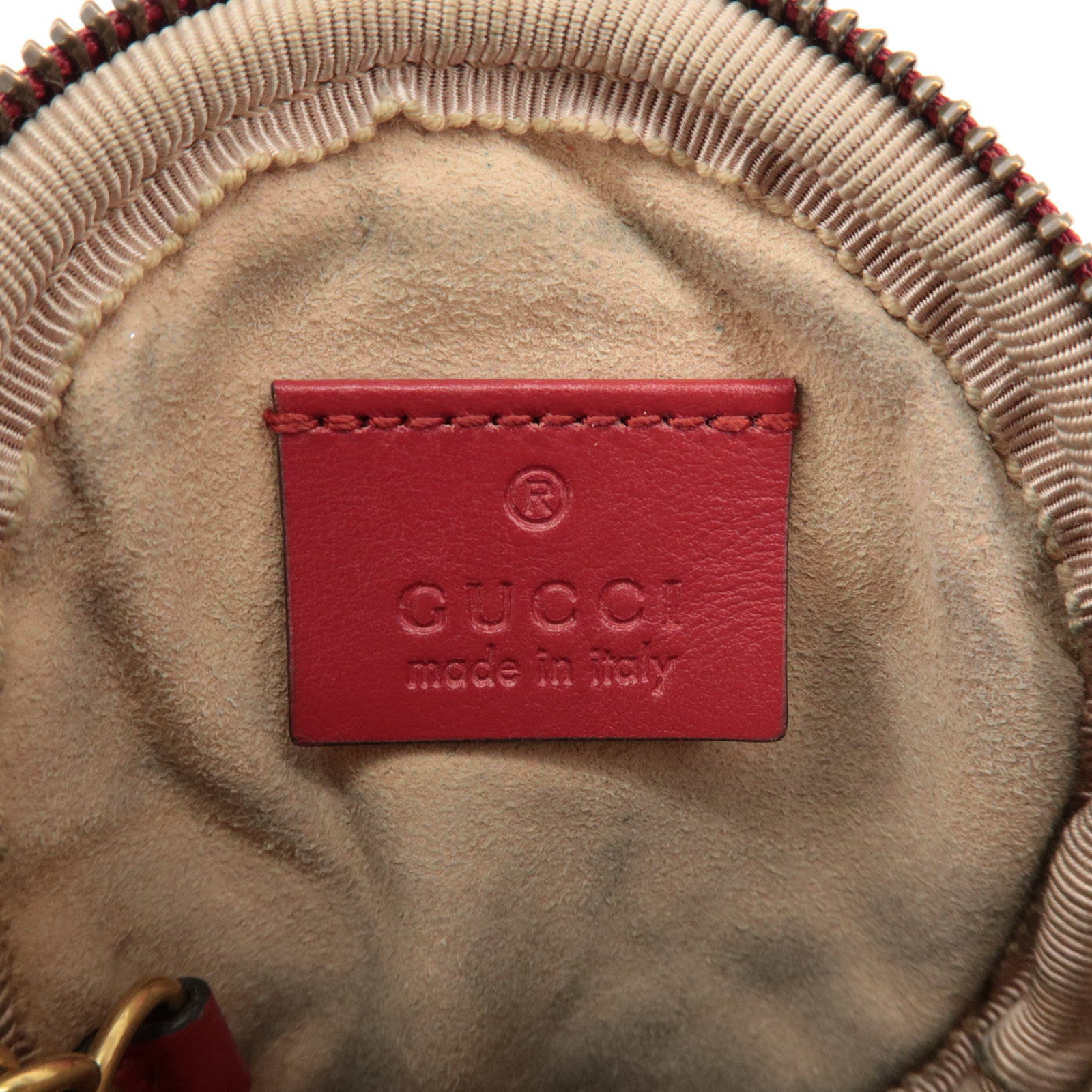 GUCCI GG Marmont Leather Round Coin Case Red 575160 Used