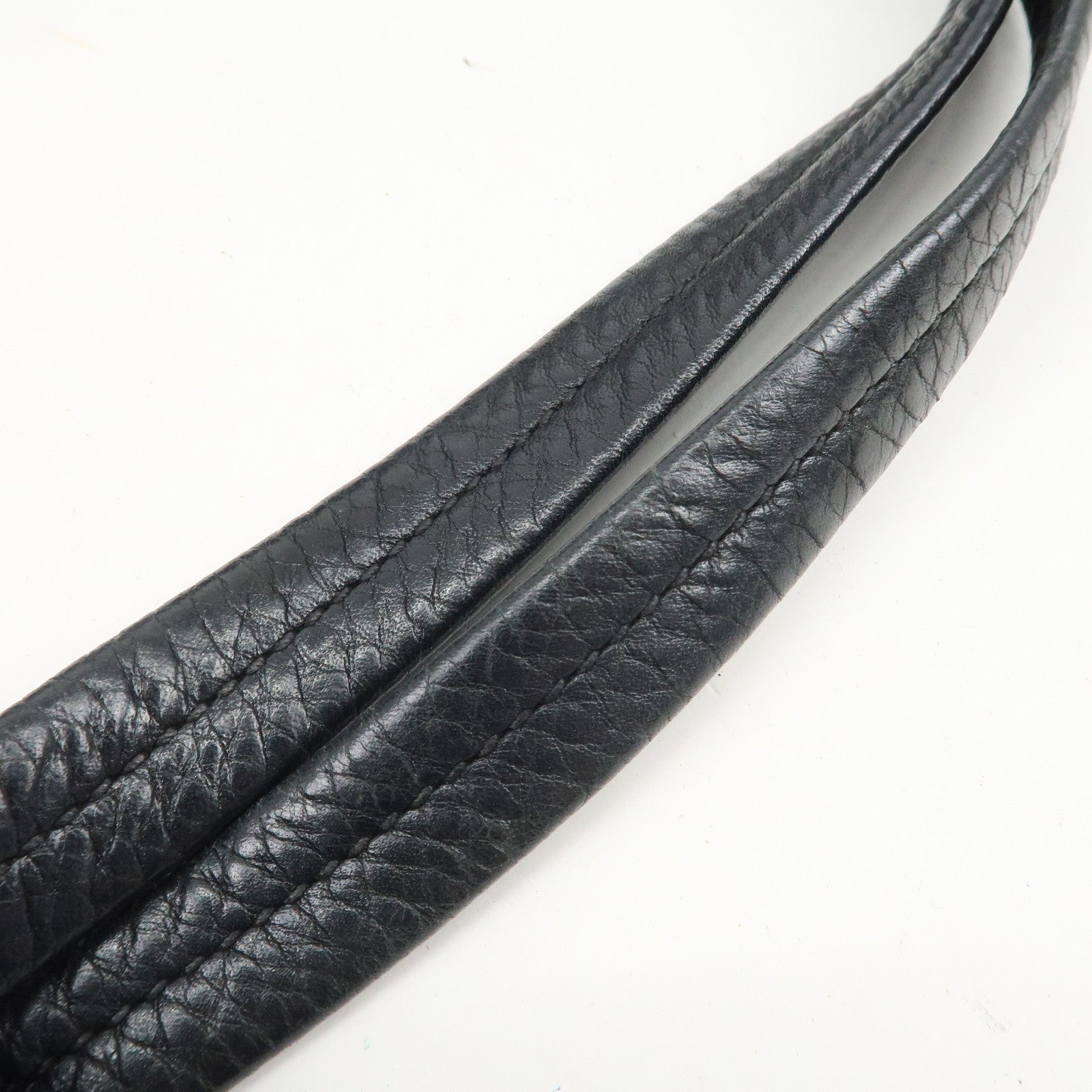 PRADA Logo Leather Shoulder Bag Hand Bag Tote Bag Black