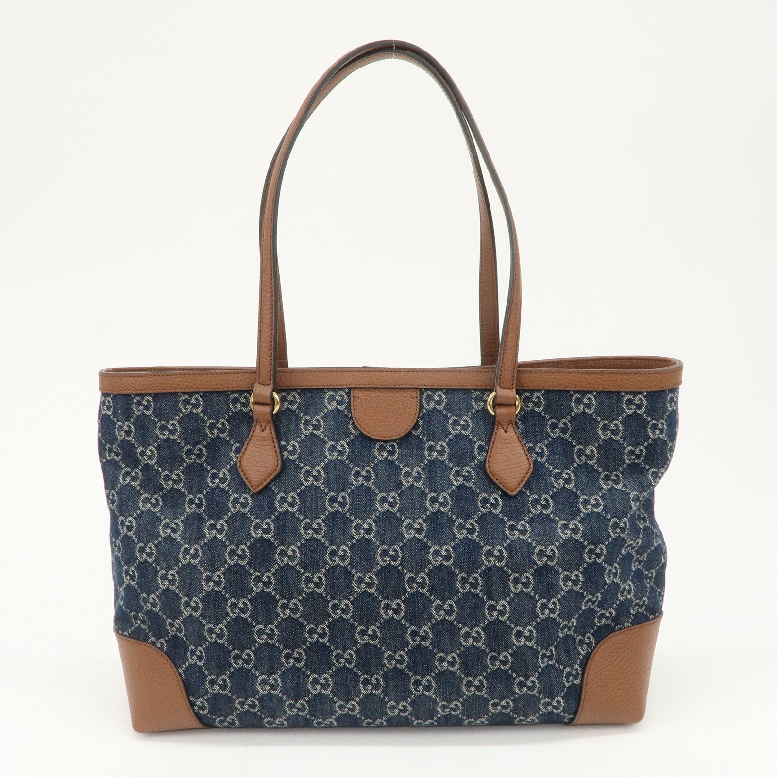 GUCCI Ophidia GG Monogram Denim Leather Medium Tote Bag Blue 631685