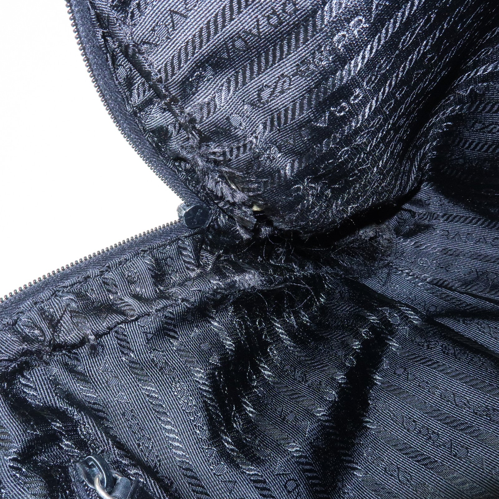 PRADA Triangle Logo Nylon Leather Shoulder Bag Hand Bag Black