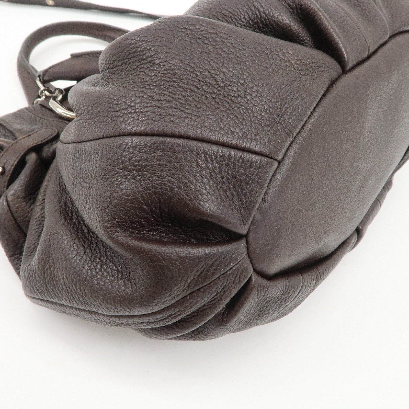 CELINE Macadam Pillow Small Leather 2Way Bag Dark Brown