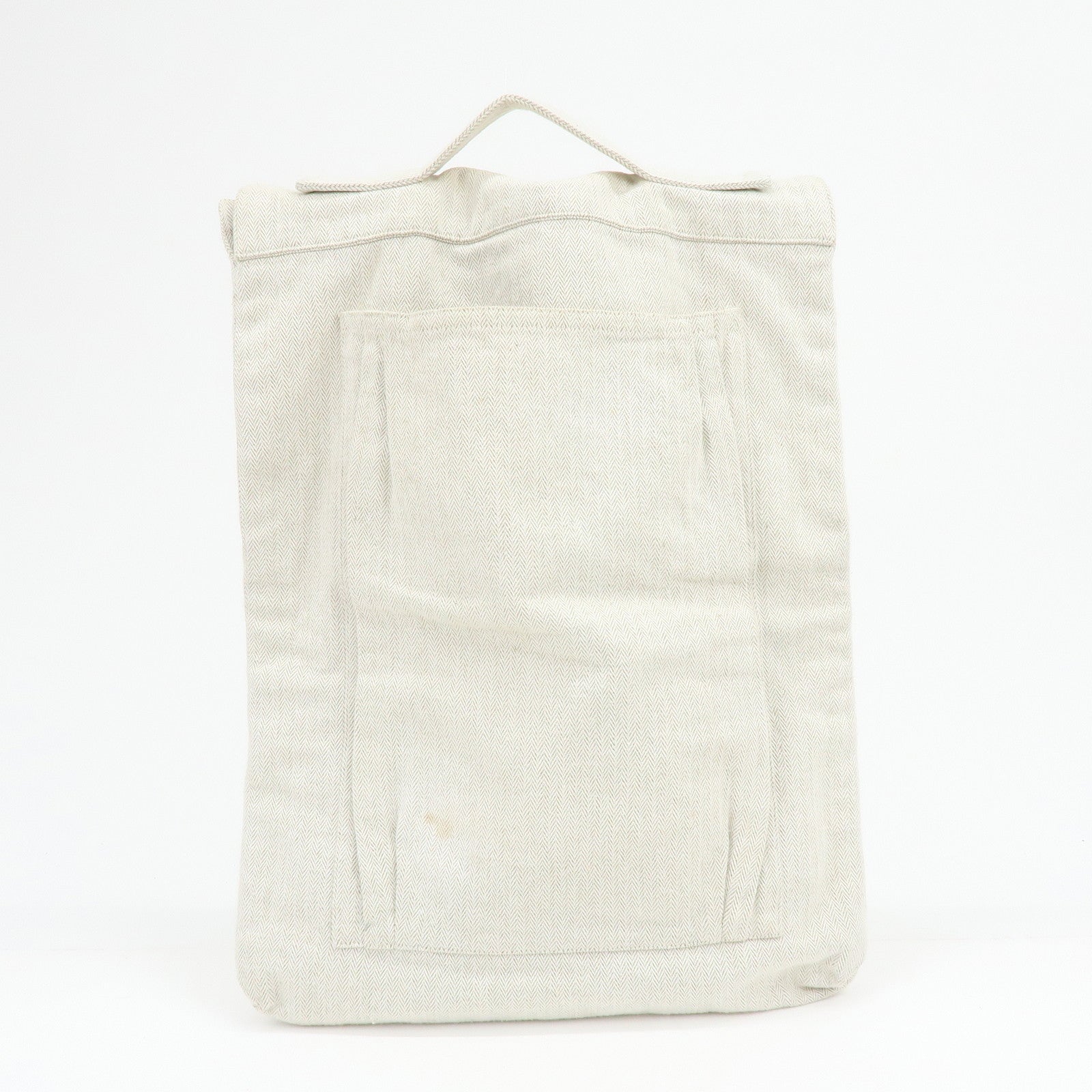 HERMES Baggy Baggage Aline Toile Chevron Leather Tote Bag Natural