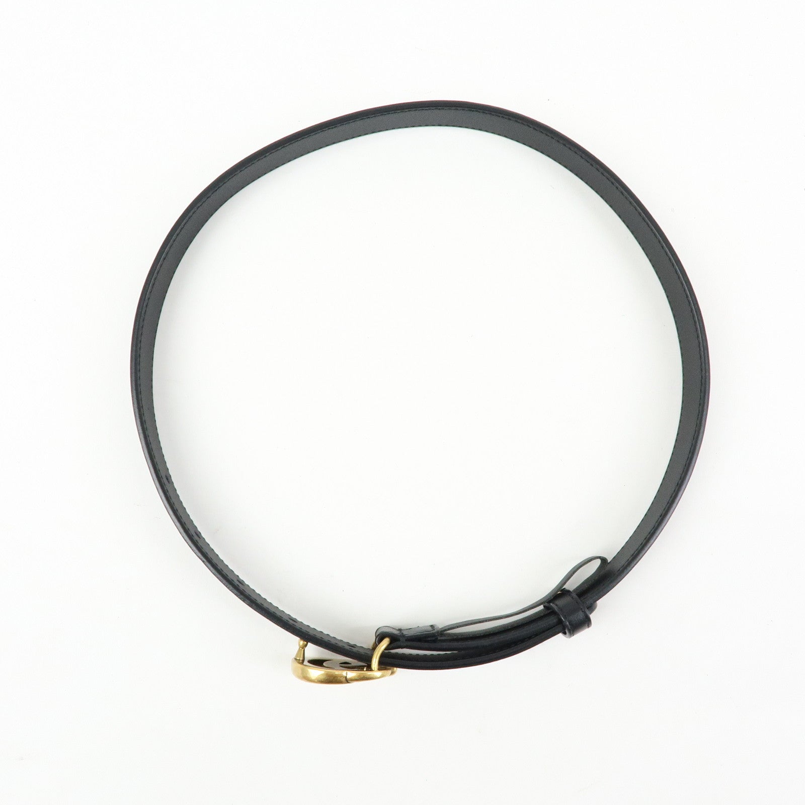 GUCCI Marmont Double G Leather Slim Belt 65・26 Black 409417