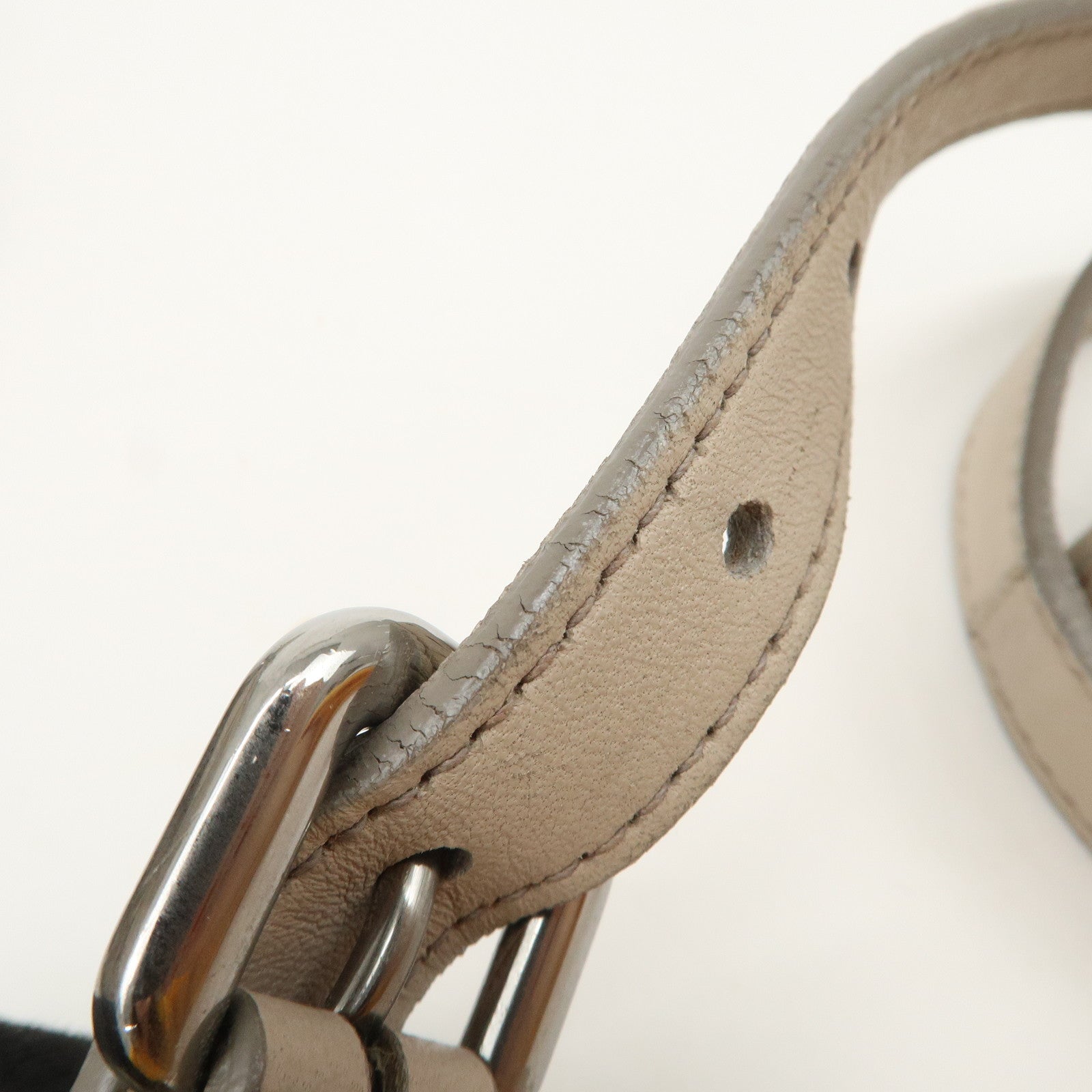 PRADA Logo Leather Gathered 2Way Hand Bag Beige BN1336