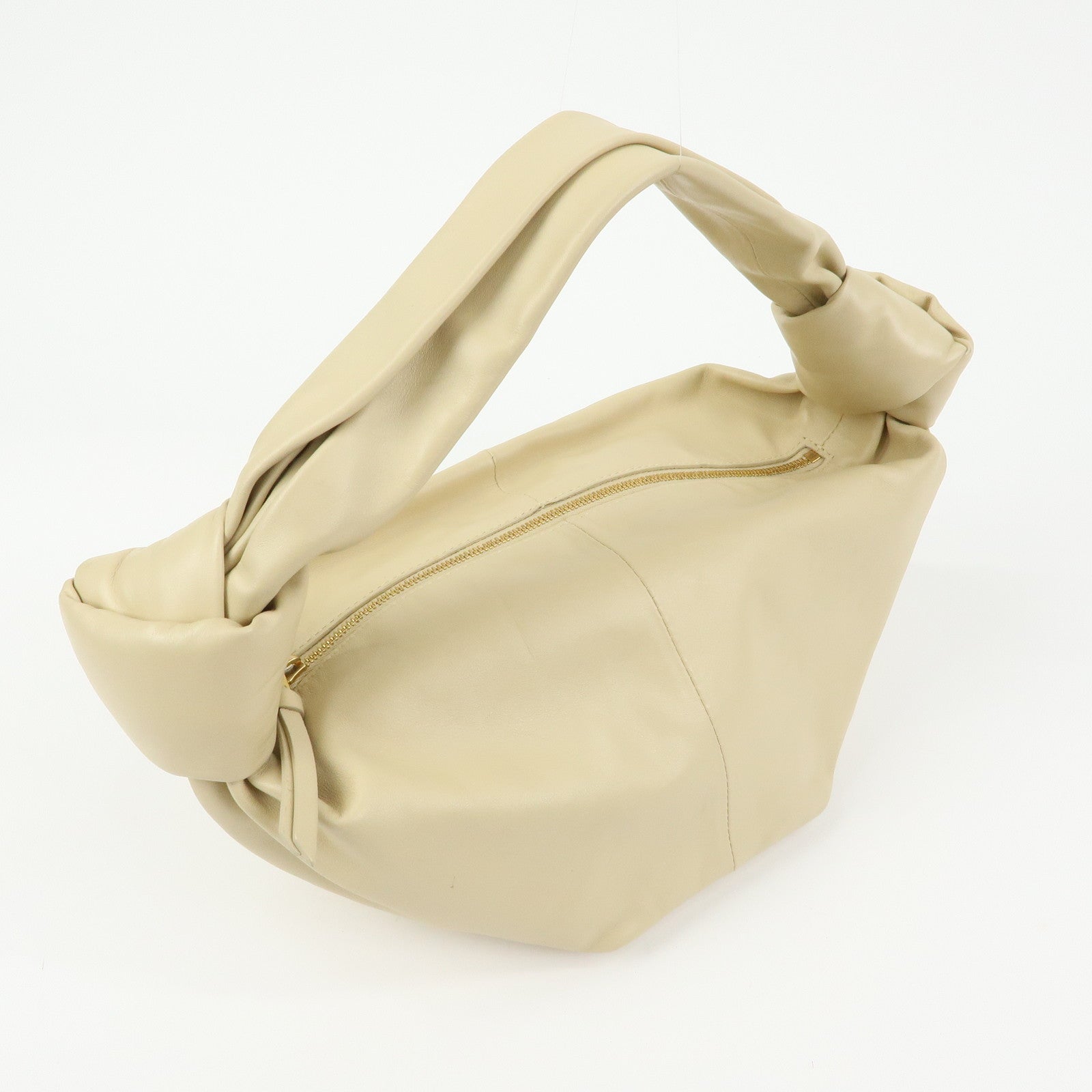 BOTTEGA VENETA Double Knot Lamb Skin Hand Bag Beige 629635