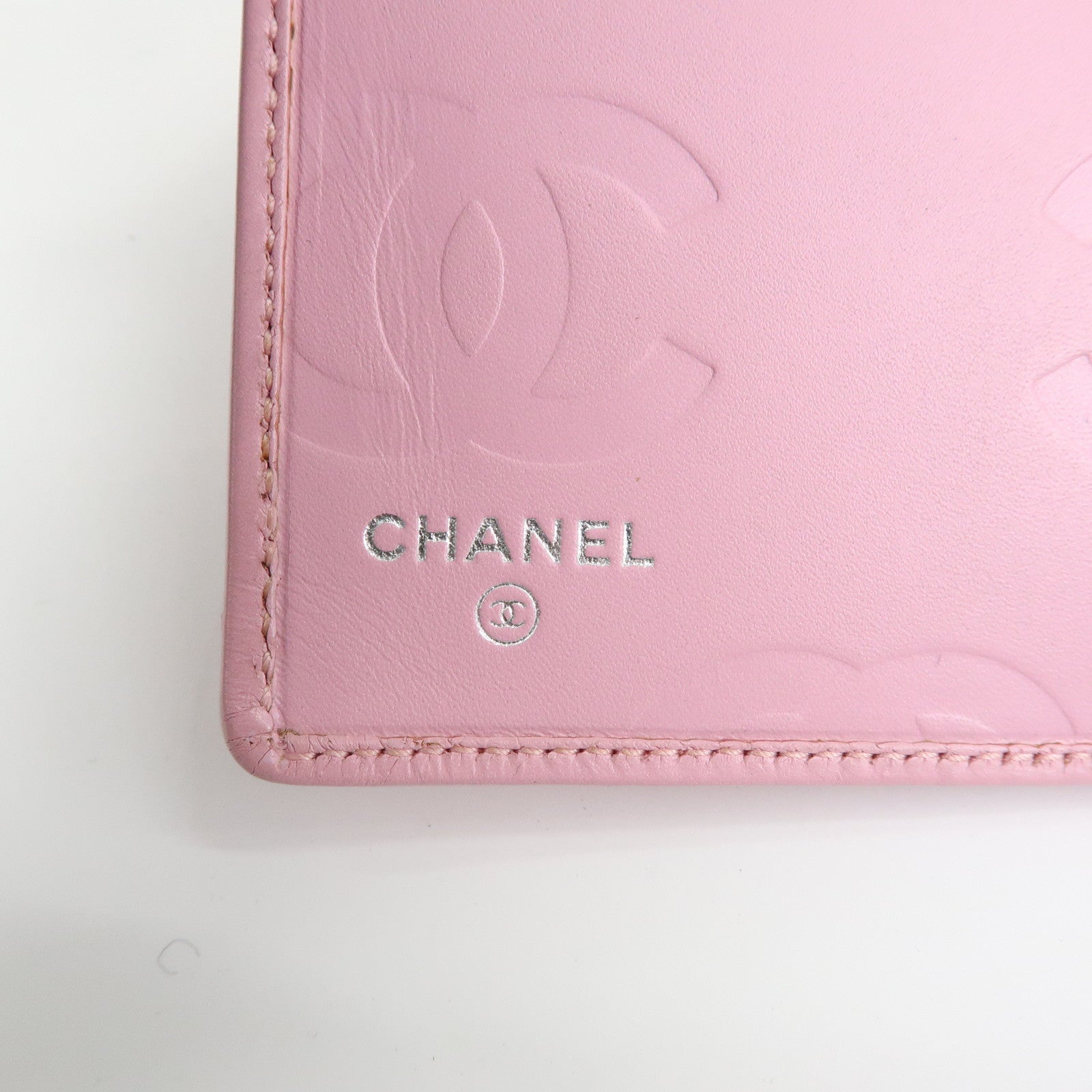 CHANEL Cambon Line COCO Mark Lambskin Long Wallet Pink A26717