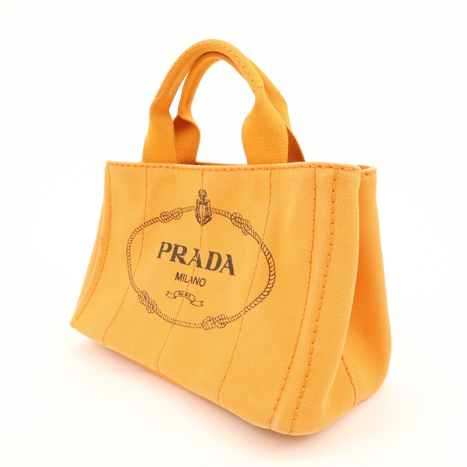 PRADA Canapa Mini Canvas Tote Bag Hand Bag BN2439 Orange