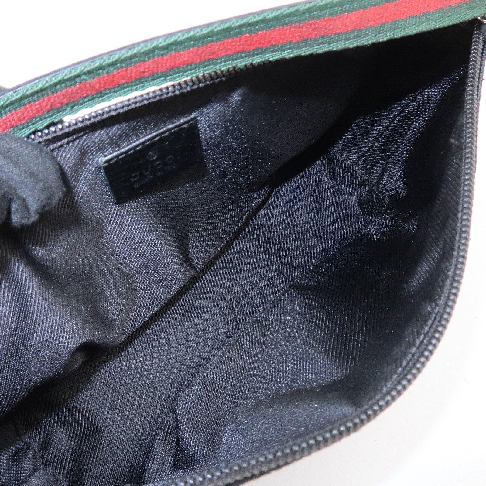GUCCI Sherry Boat Bag GG Canvas Leather Hand Bag Black 141809