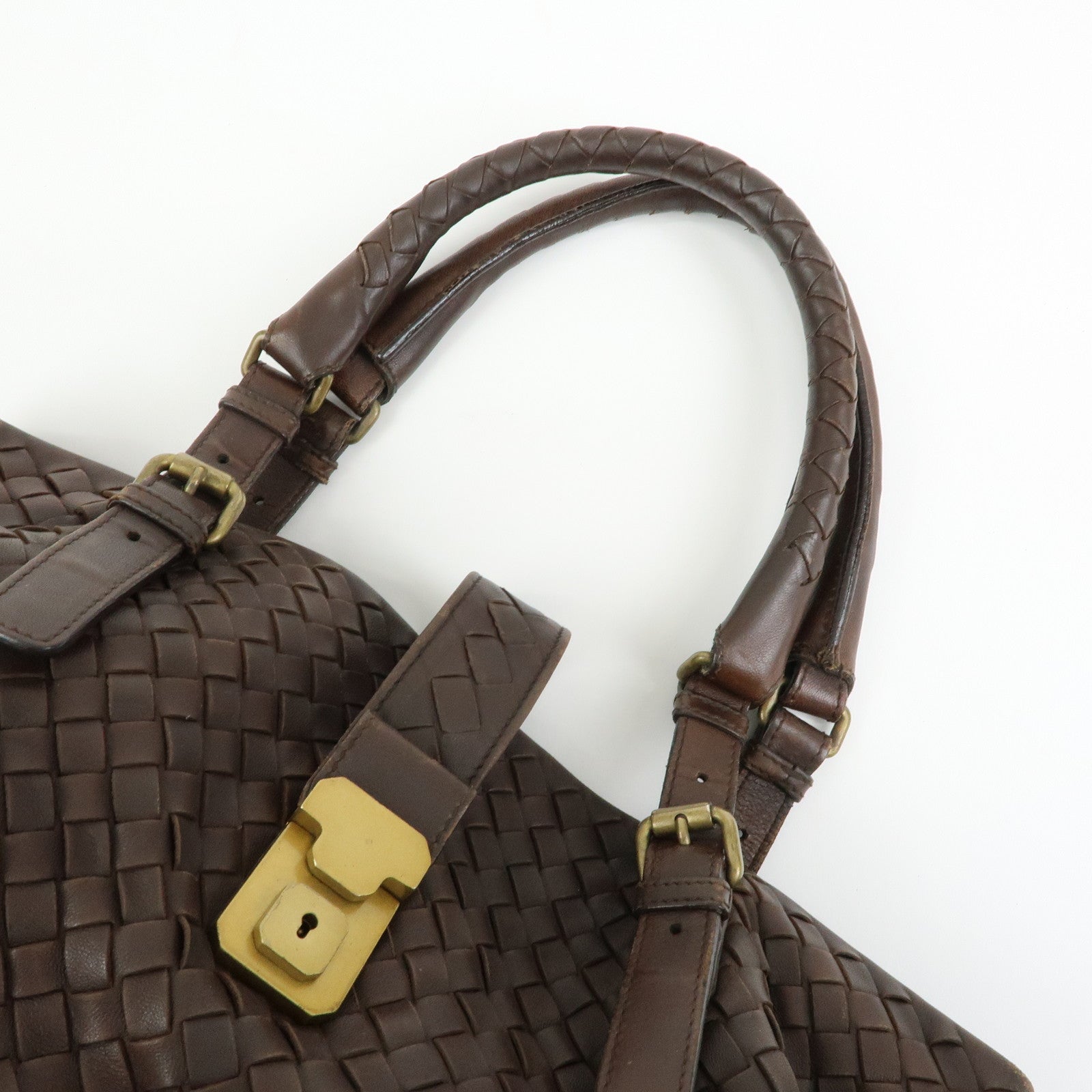 BOTTEGA VENETA Intrecciato Leather Tote Bag Hand Bag Brown
