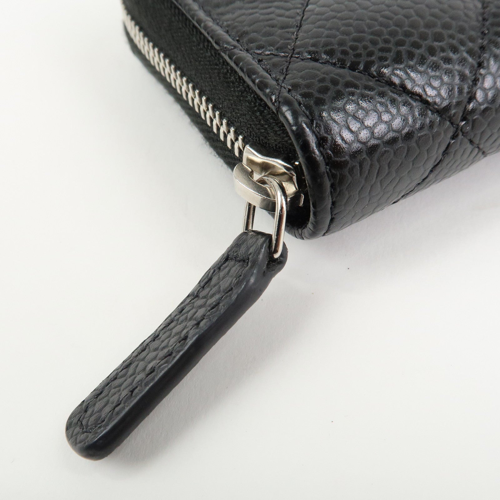 CHANEL Matelasse Caviarskin Classic Zippy Coin Case Black AP0216