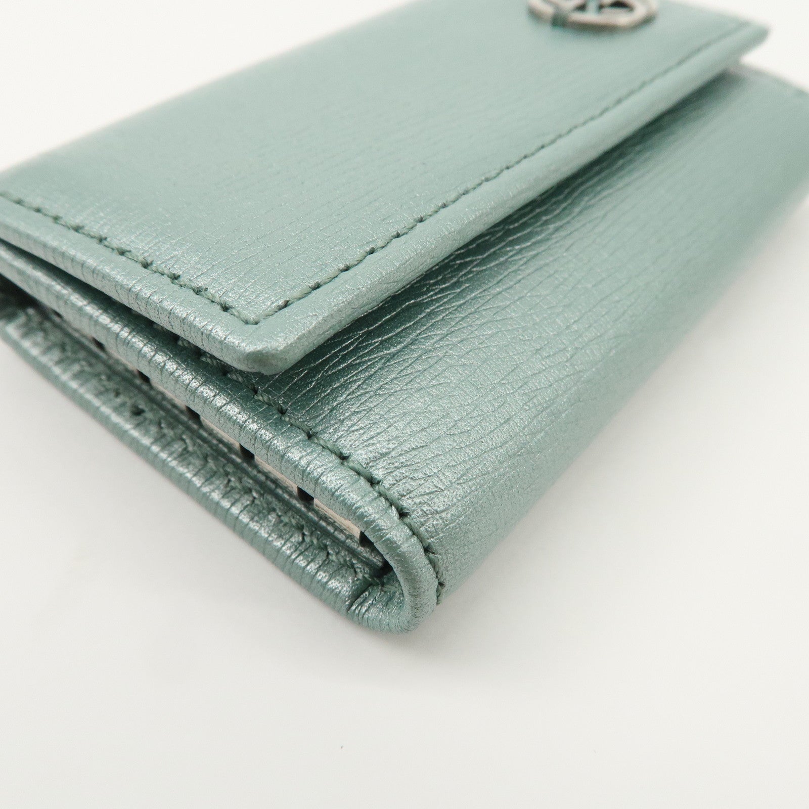 GUCCI Interlocking G Leather Key Case 6Rings Blue 256337