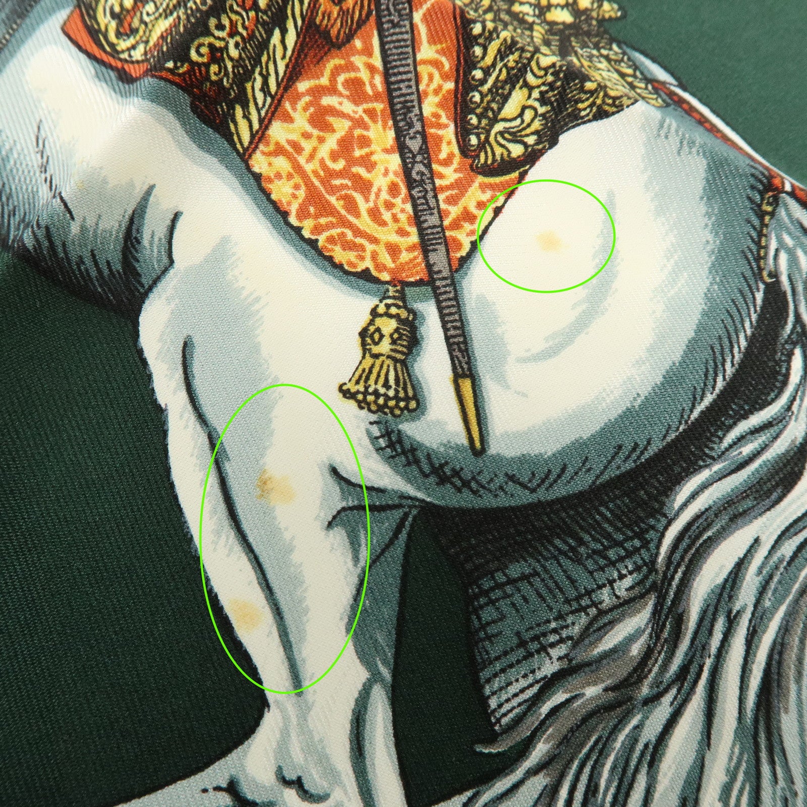HERMES Carre 90 Silk 100% LVDOVICVS MAGNVS Scarf Green