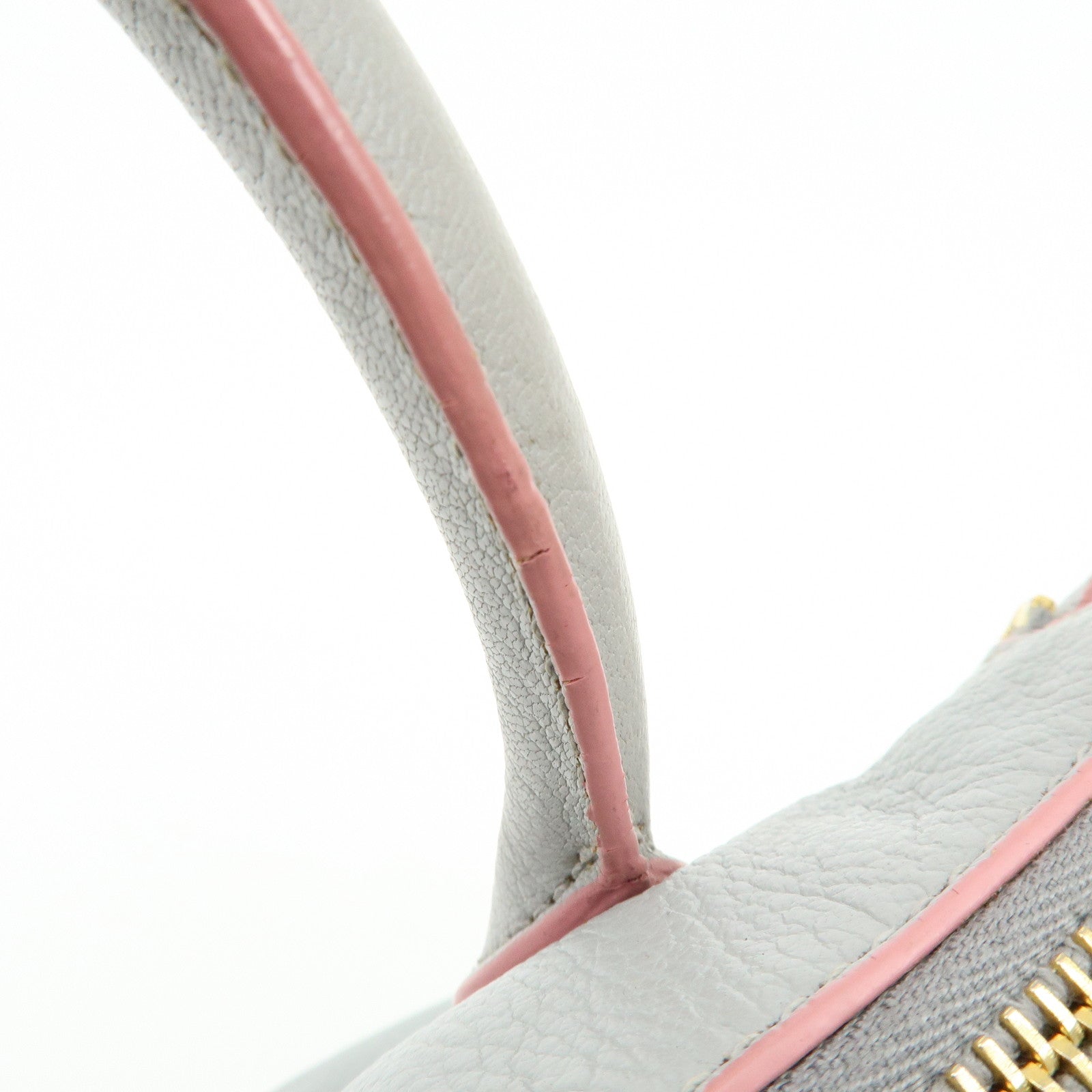 MIU MIU Madras Leather 2Way Bag Hand Bag Gray Pink 5BA003