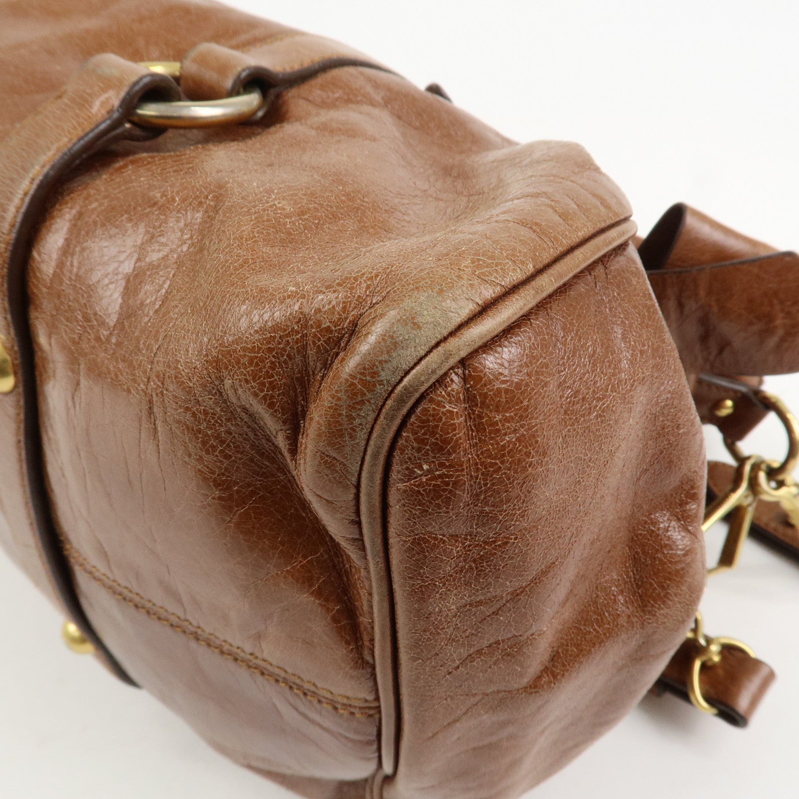 MIU MIU Leather 2Way Ribbon Shoulder Bag Hand Bag Brown RT0365