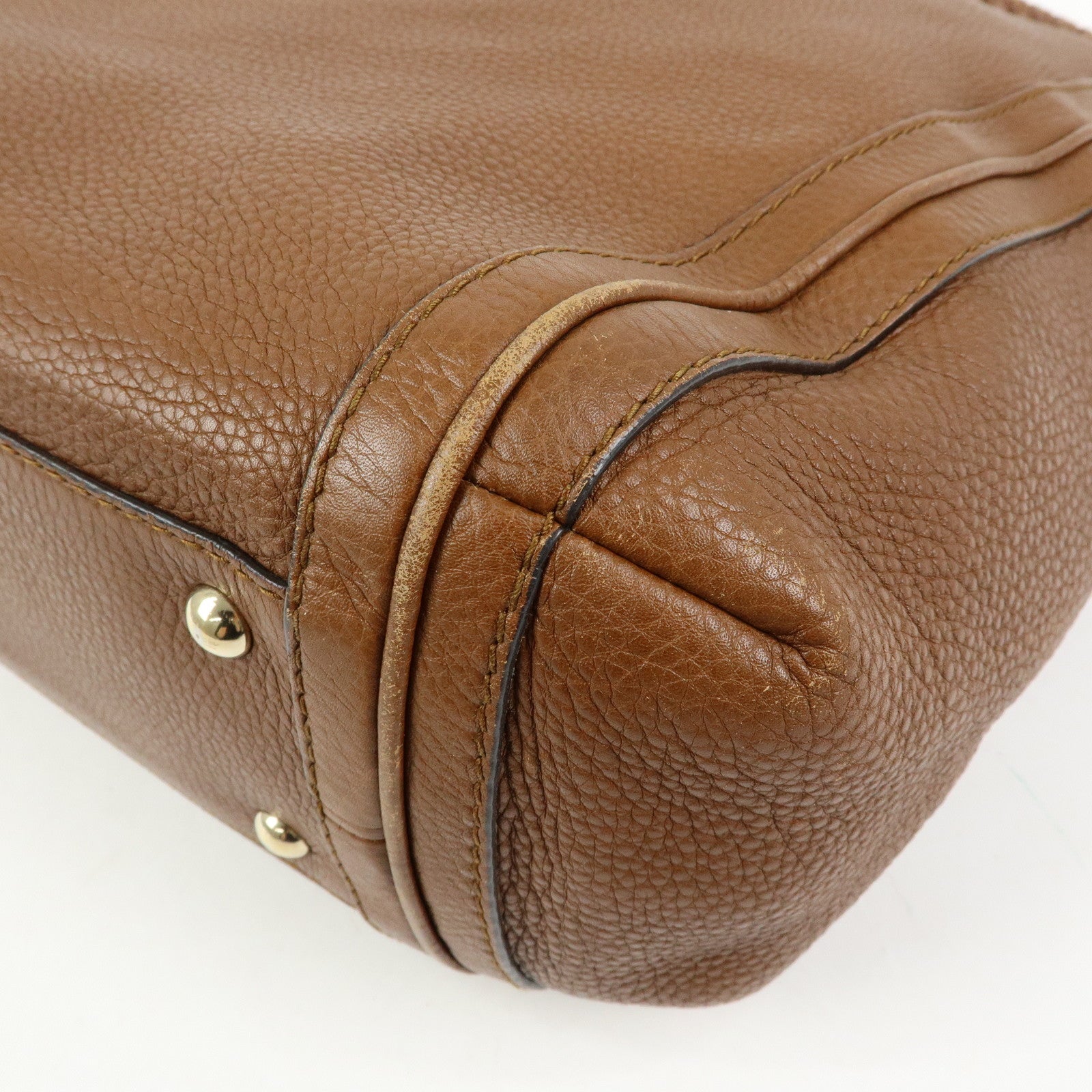 GUCCI Bamboo Leather Shoulder Bag Hand Bag Tassel Brown 269947