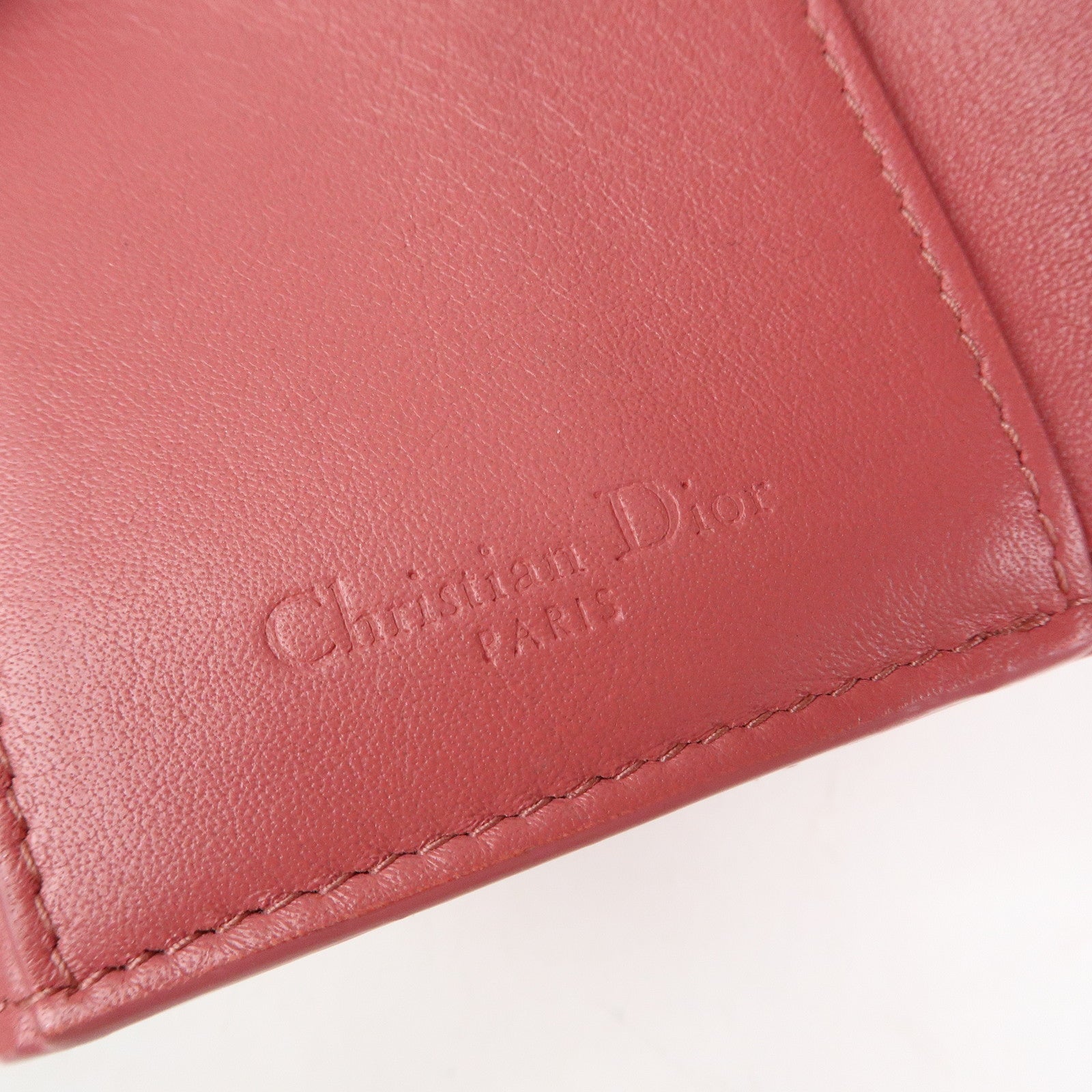 Christian Dior Cannage Patent Leather Bi-fold Compact Wallet Pink