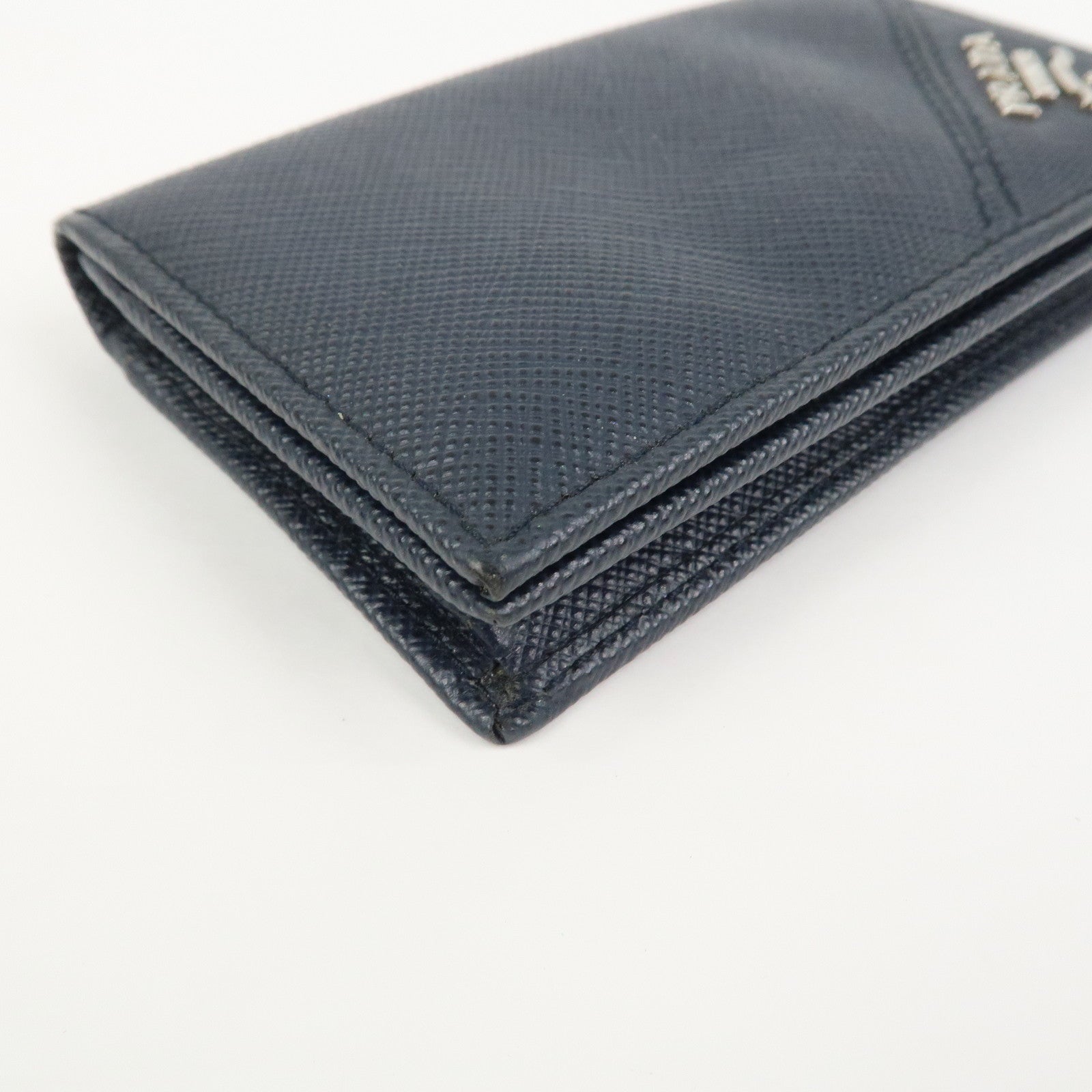 PRADA Saffiano Leather Card Case Card Holder Navy 2MC122