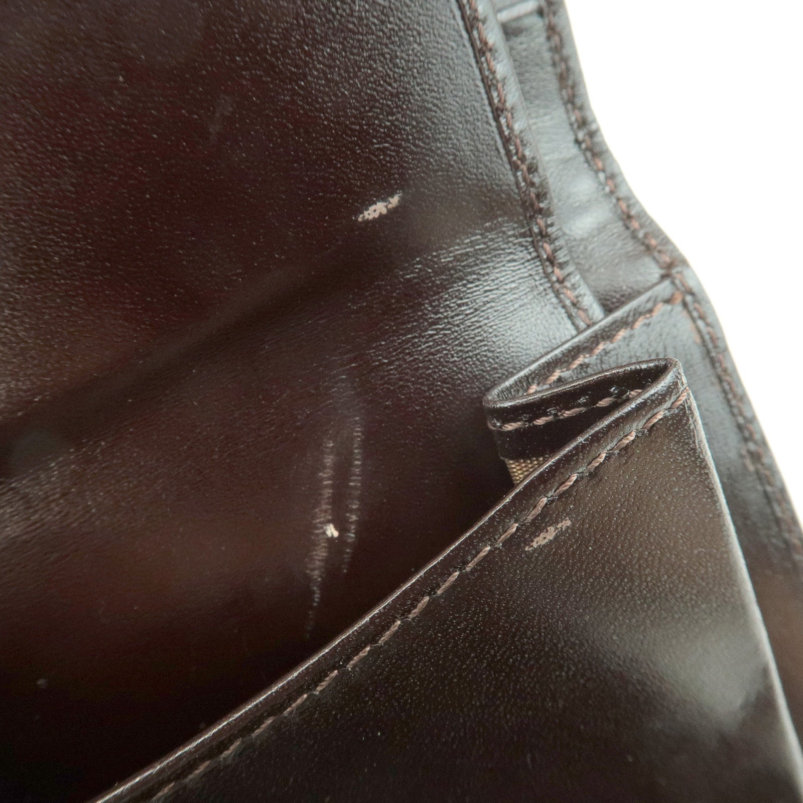 FENDI Zucca Leather Canvas Tri-fold Wallet Black Brown 30794 Used