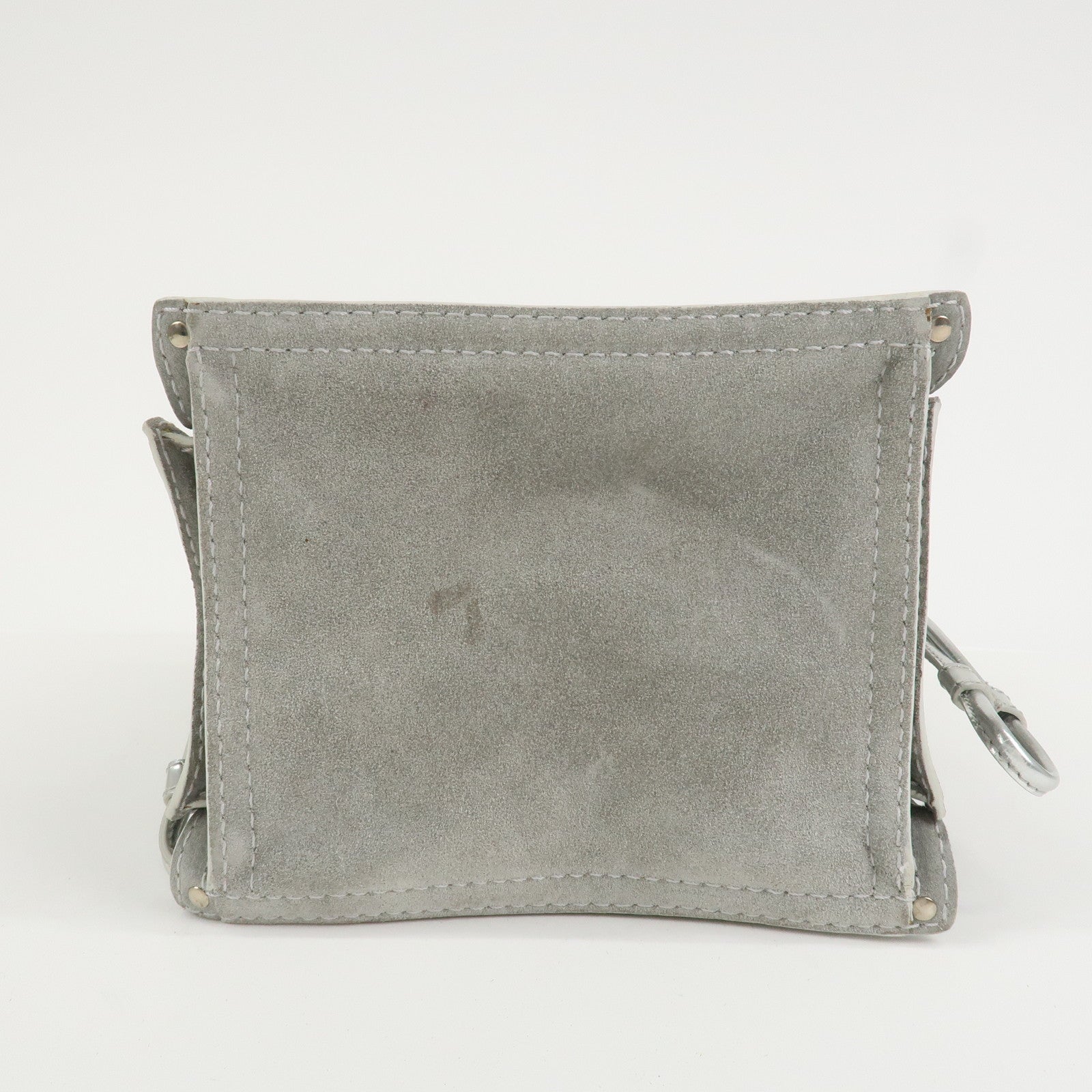 LOEWE Anagram Suede Leather Shoulder Bag Hand Bag Gray Silver