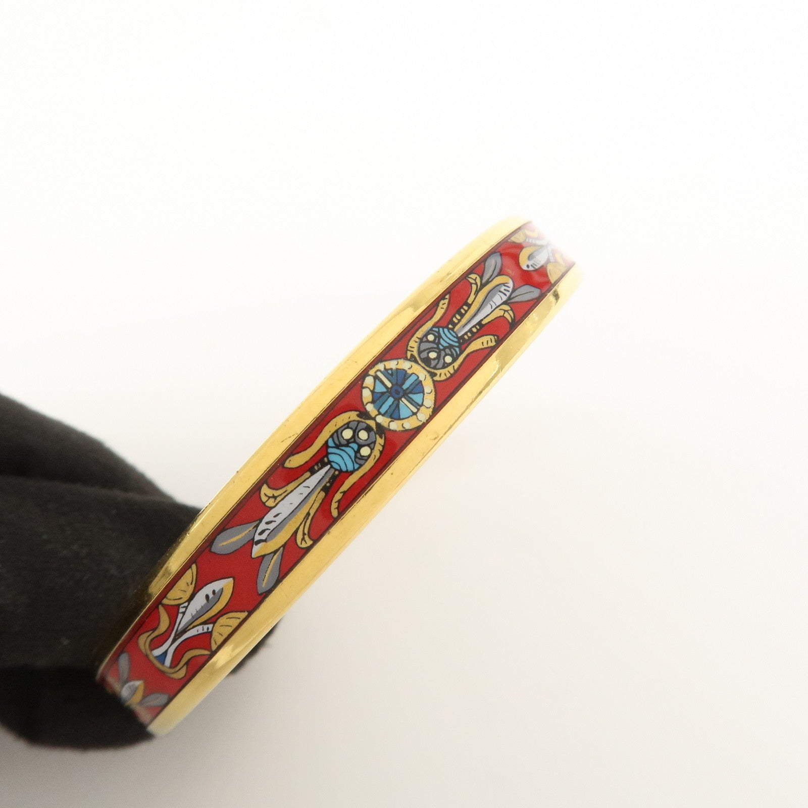 HERMES Email PM Metal Bracelet Bangle Red Gold