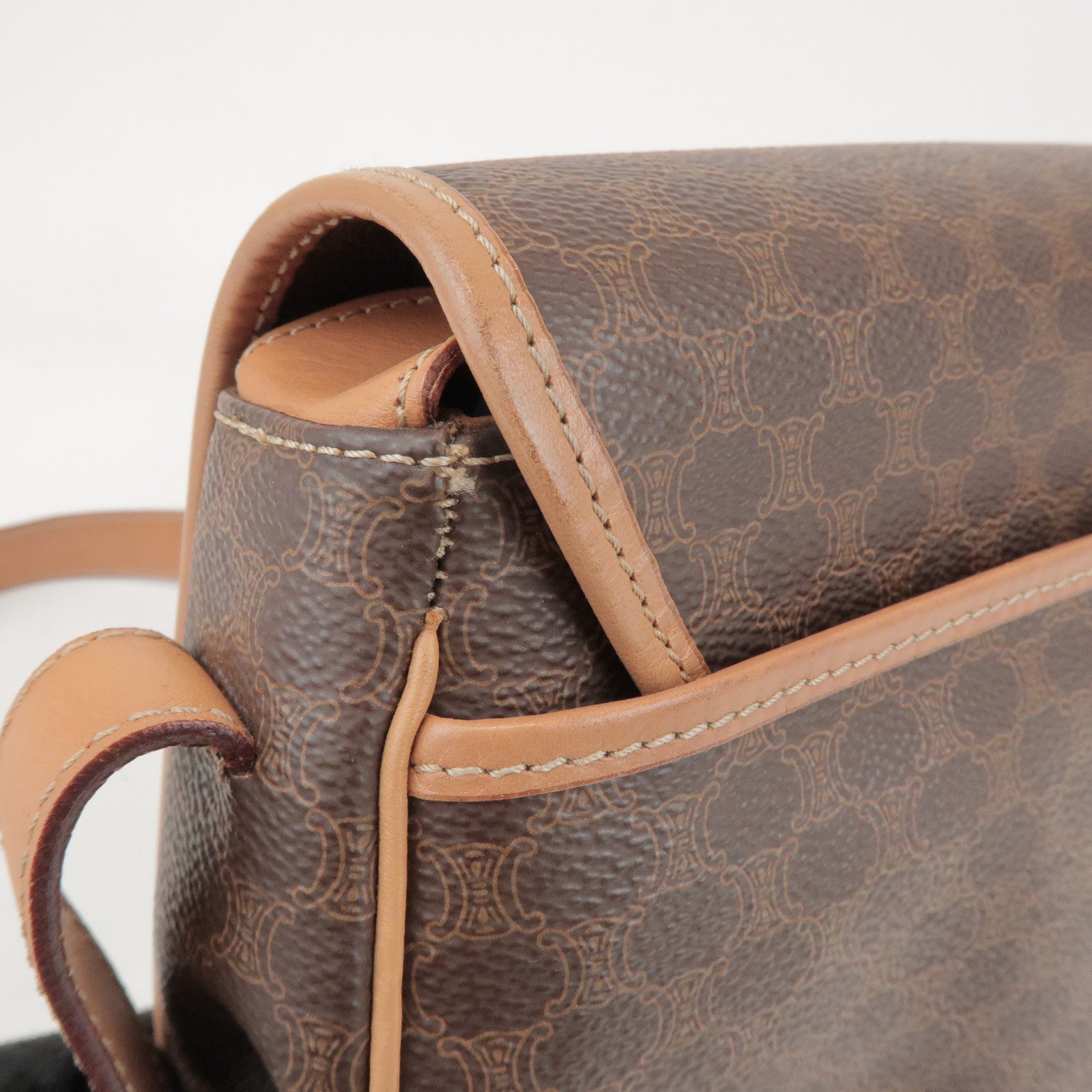 CELINE Macadam PVC Leather Shoulder Bag Crossbody Bag Brown
