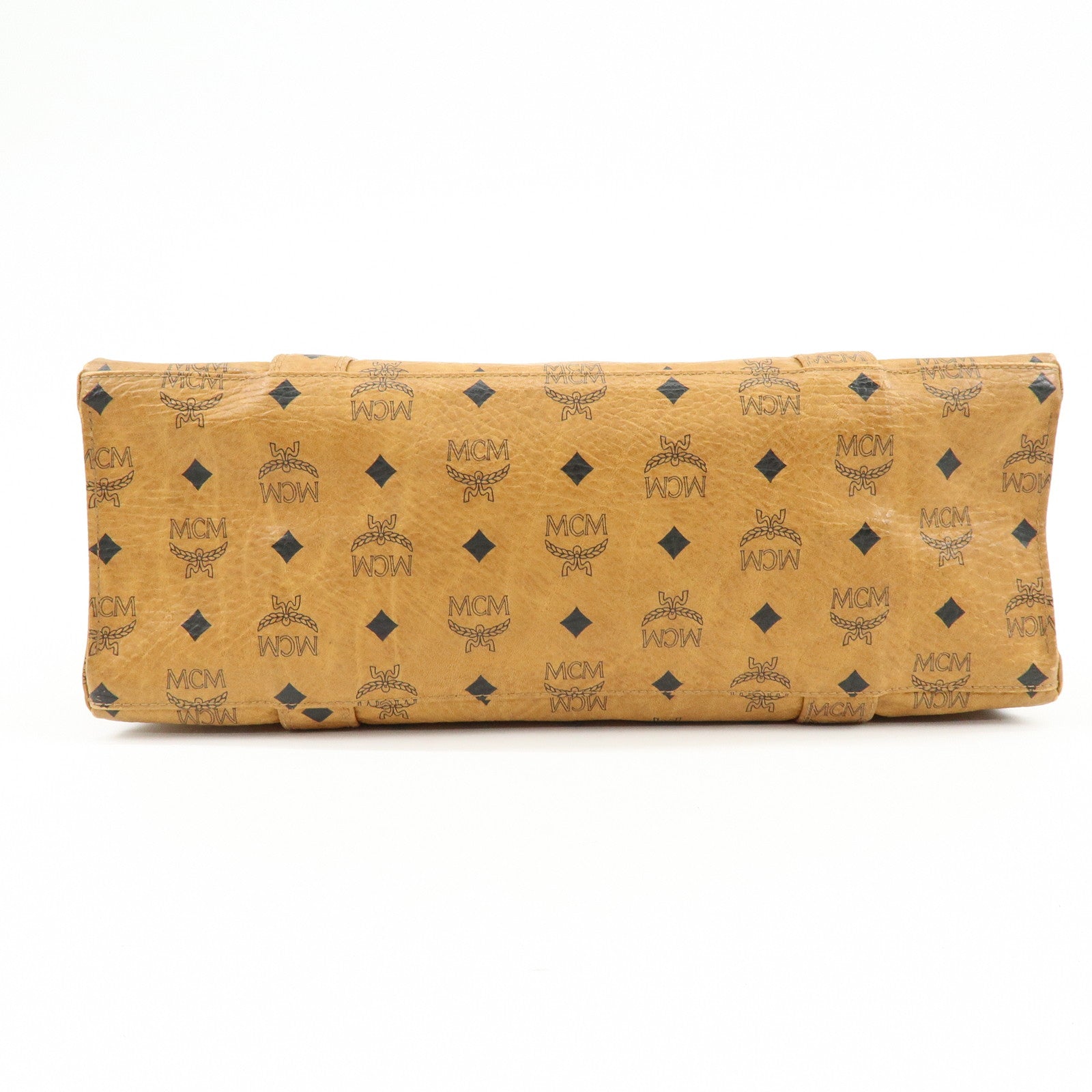 MCM Visetos PVC Tote Bag Shoulder Bag Hand Bag Cognac Brown