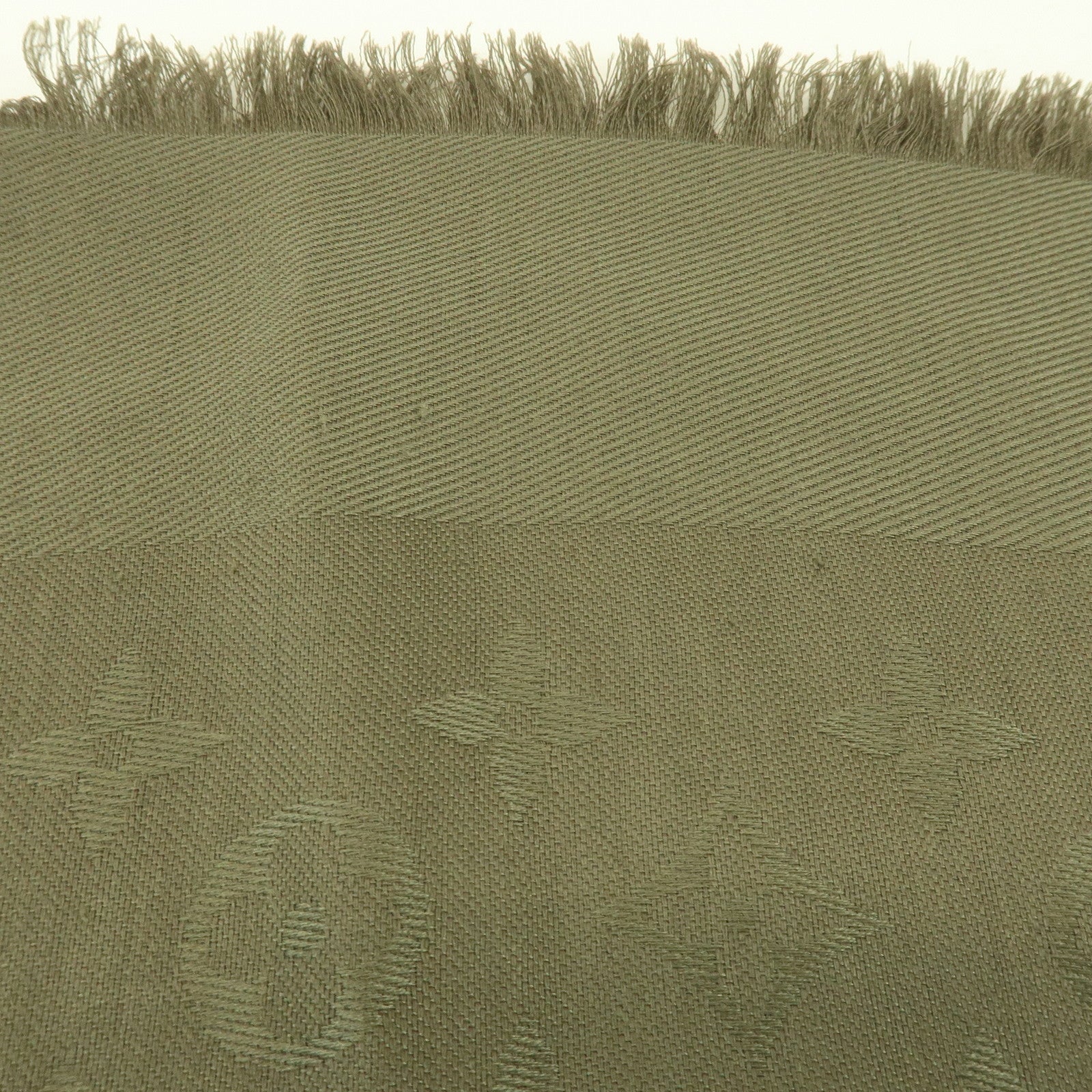 Louis Vuitton Monogram Silk Wool Scarf Shawl Khaki M72238