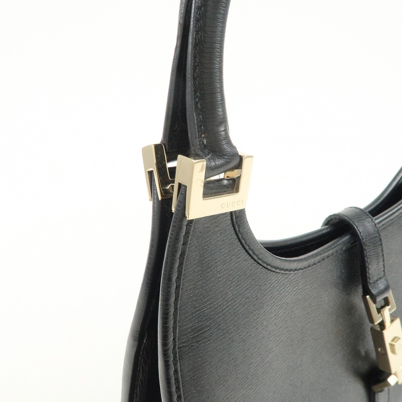 GUCCI Jackie Leather Hand Bag Black 01721