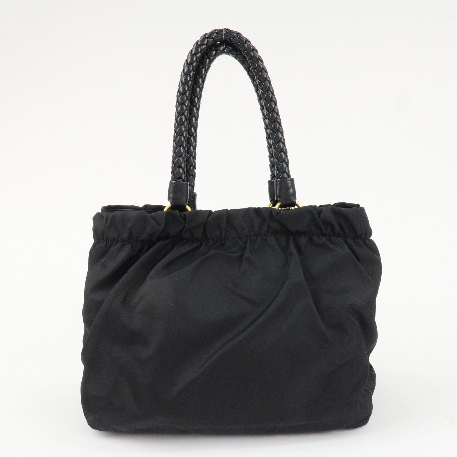 PRADA Logo Nylon Leather 2Way Bag Shoulder Bag Hand Bag Black BN1970 Used