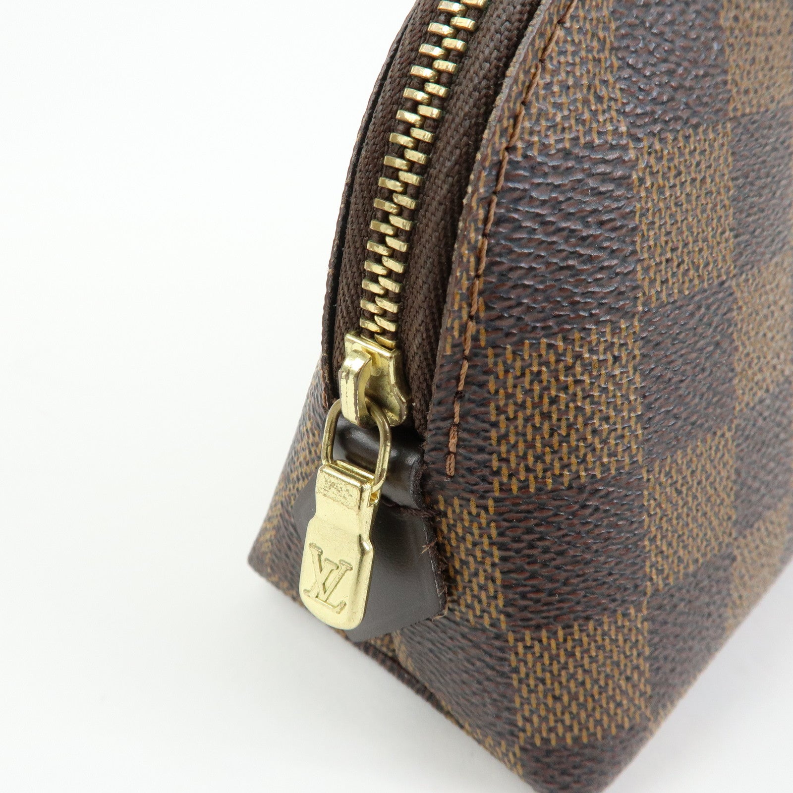 Louis Vuitton Damier Ebene Pochette Cosmetic PM Pouch Brown N47516