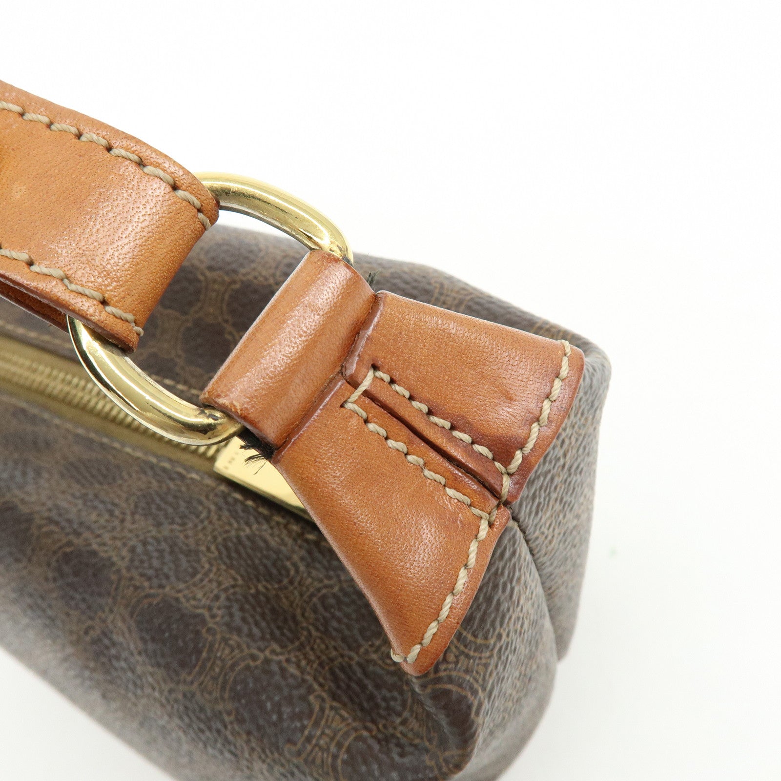 CELINE Macadam PVC Leather Hand Bag Brown