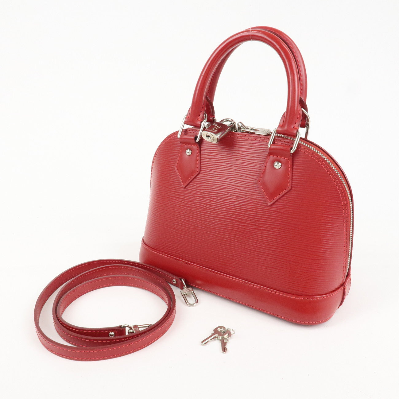 Louis Vuitton Epi Alma BB 2Way Hand Shoulder Bag Carmine M40850 Used